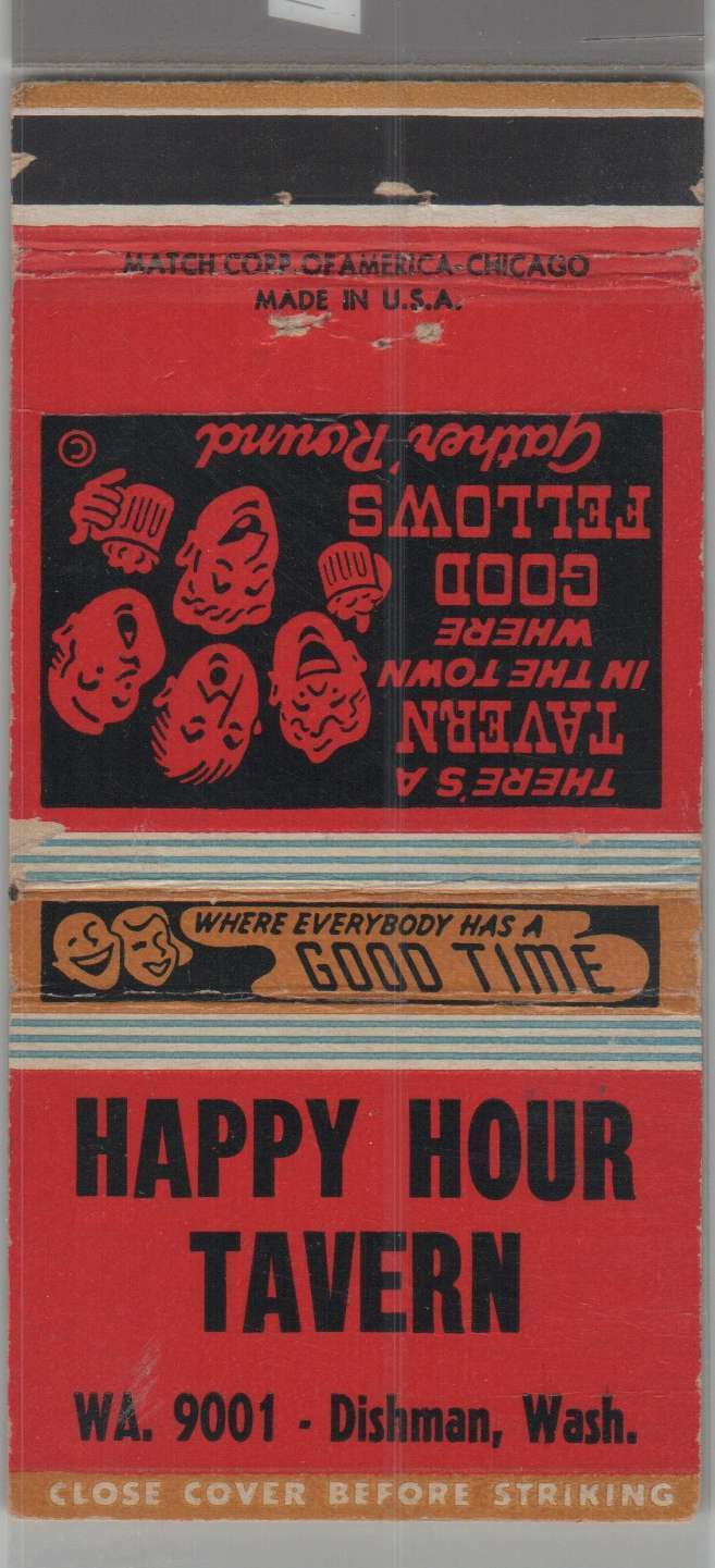 Matchbook Cover Happy Hour Tavern Dishman, WA