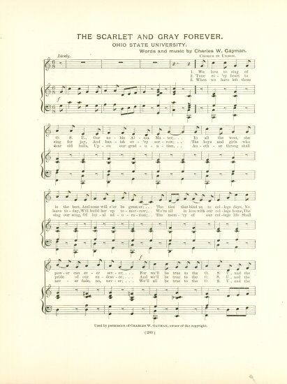 OHIO STATE UNIVERSITY Songs c 1903 Scarlet & Gray Forever, Alma Mater