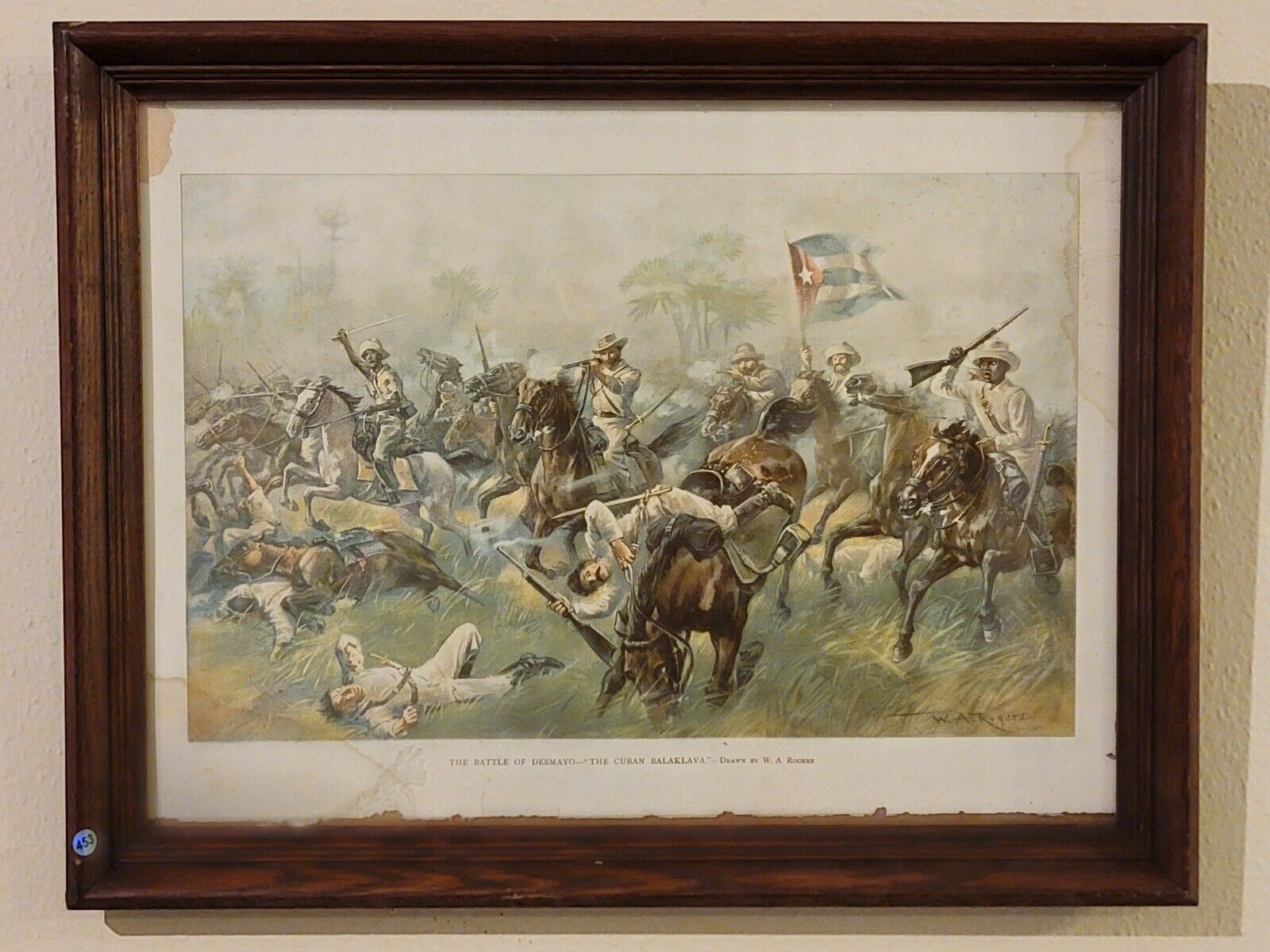 1899 Spanish American War Lithograph Print - Cuban Cavalry Attack at Desmayo