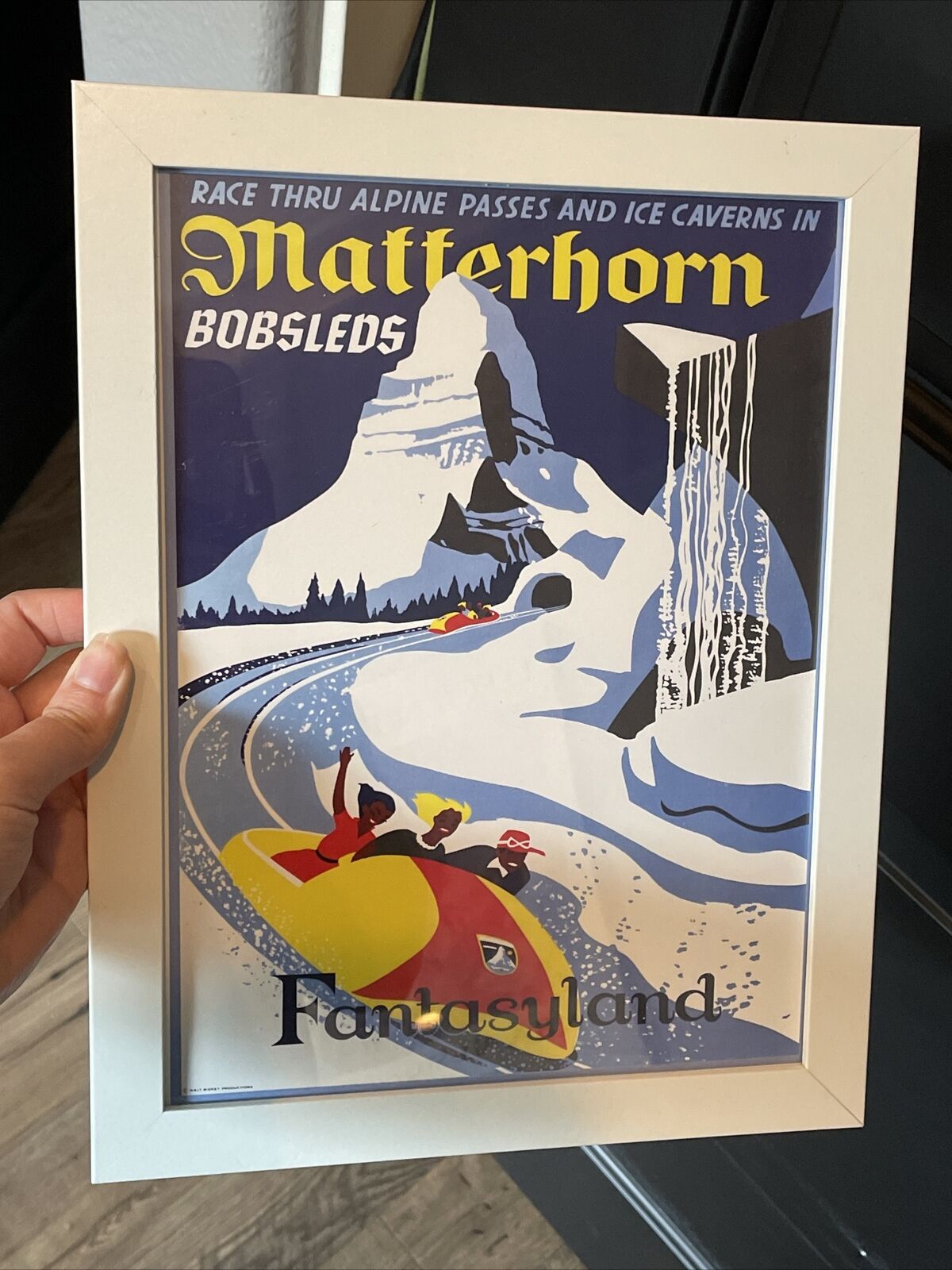 FRAMED Disney Attraction Poster Matterhorn Disneyland Vintage 13.5 X 10.5 Inch