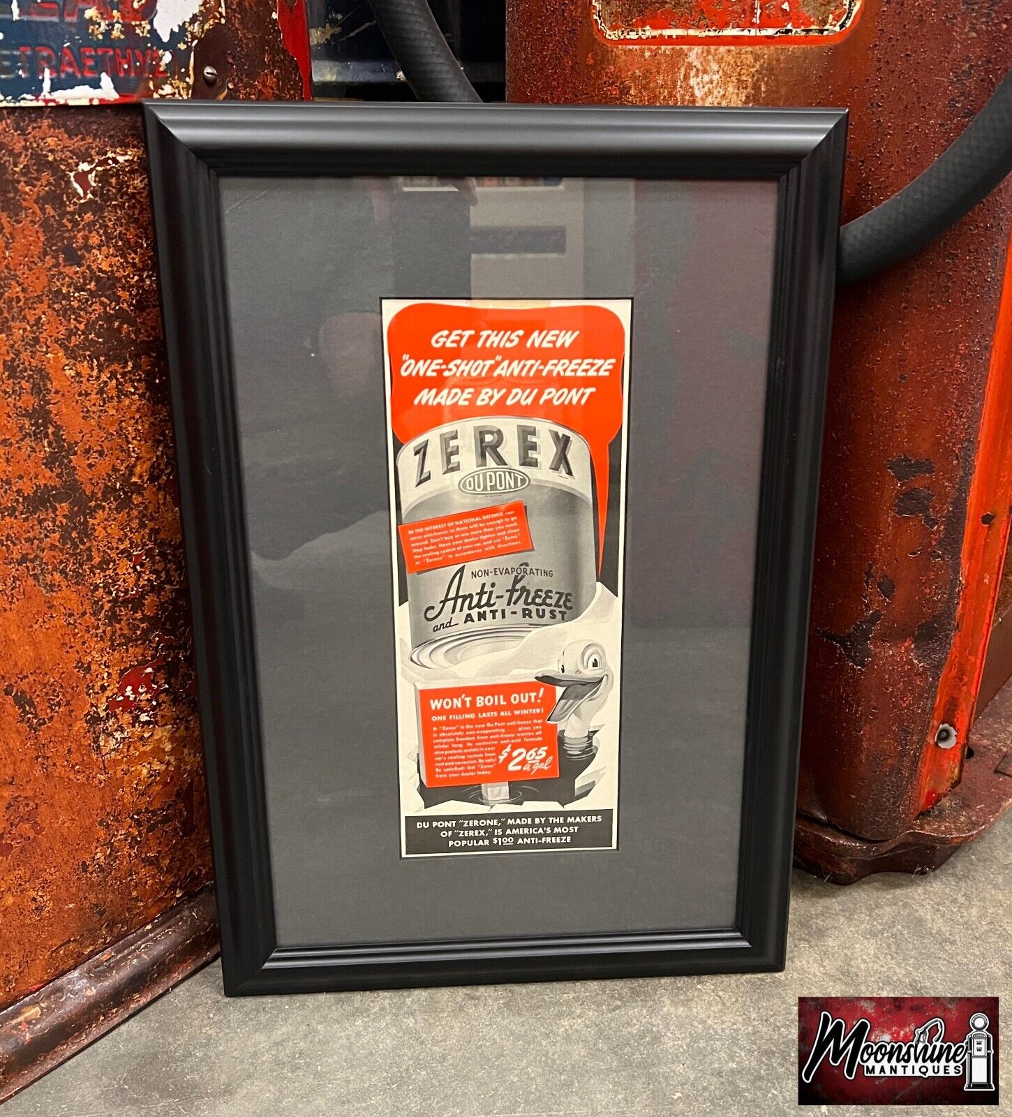 1941 ZEREX DuPont Anti-Freeze Professionally Framed Print Ad - Gas & Oil Sign
