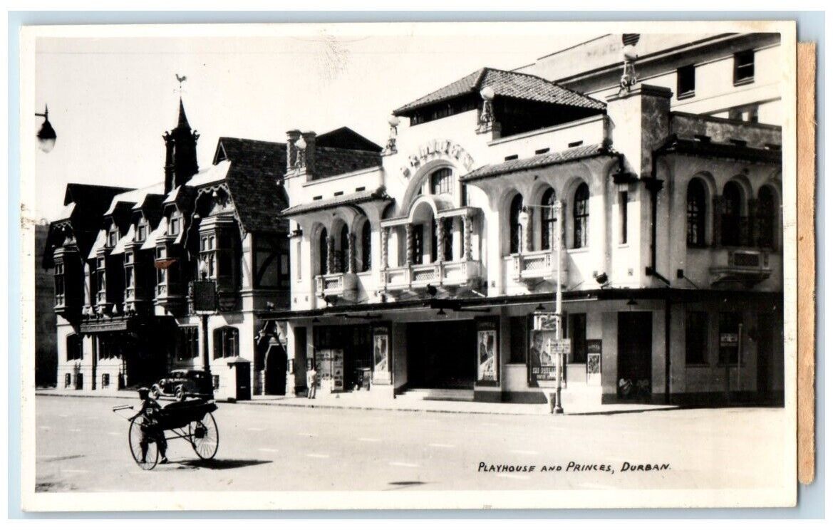 c1940's Rickshaw Playhouse Princes Theater Durban Africa RPPC Photo Postcard