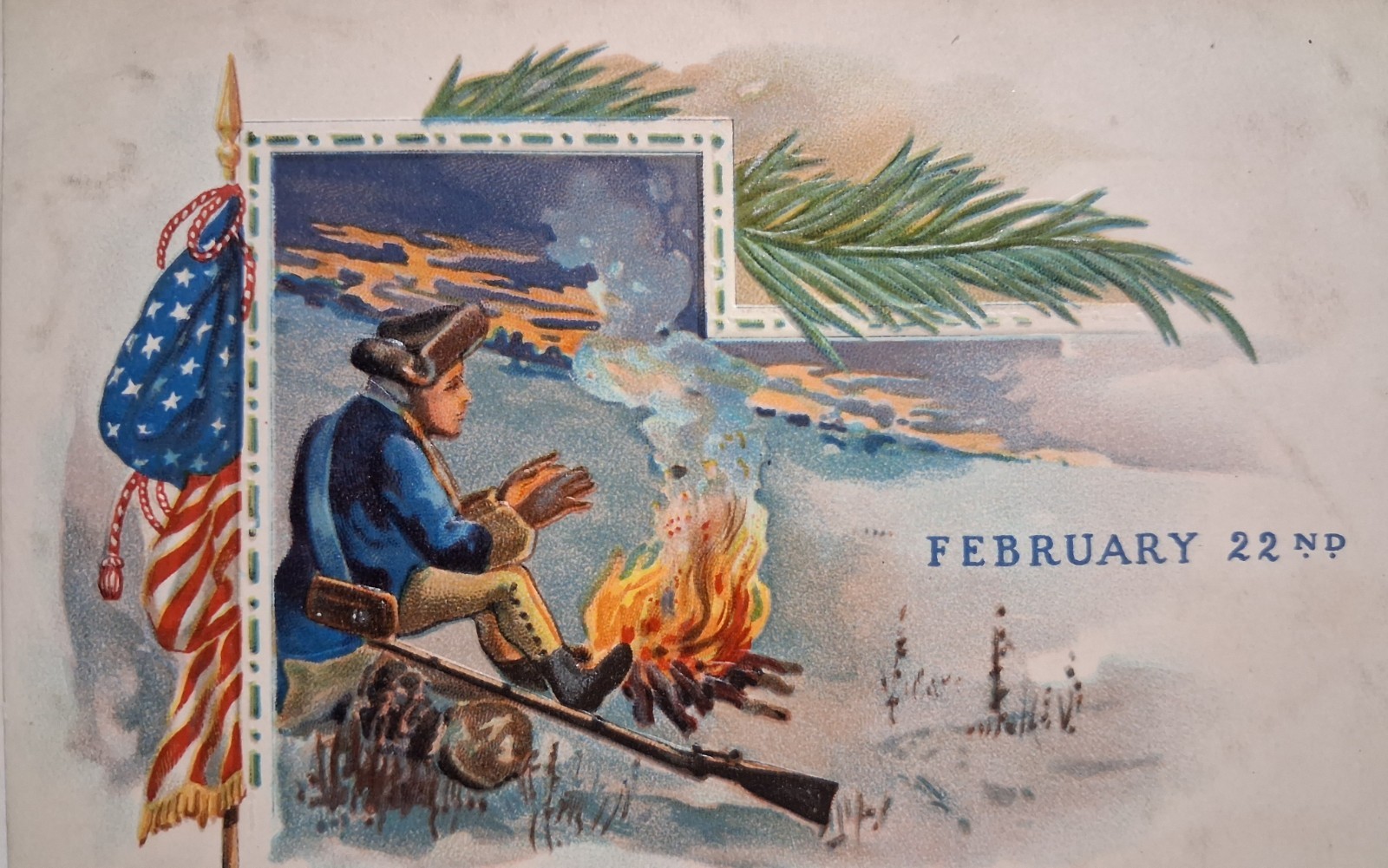 1900s GEORGE WASHINGTON Birthday Feb 22nd SOLIDER SNOW Revolutionary WAR 1900s GEORGE WASHINGTON Birthday Feb 22nd SOLIDER SNOW Revolutionary WAR