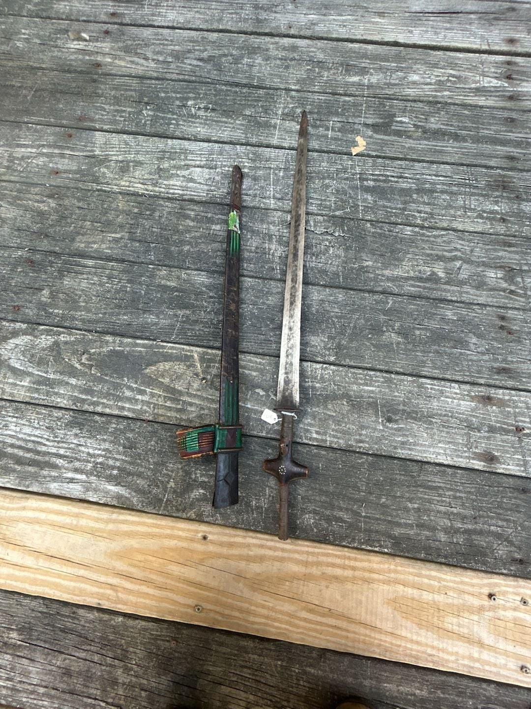 Vintage African Tuareg Takouba Sword with Leather Scabbard Vintage African Tuareg Takouba Sword with Leather Scabbard