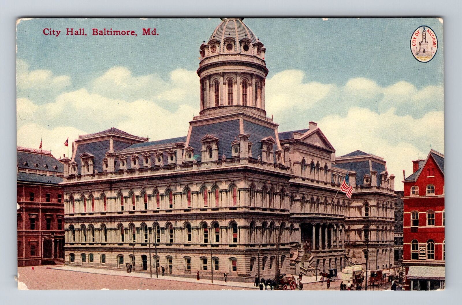 Baltimore MD-Maryland, City Hall, Antique, Vintage Postcard