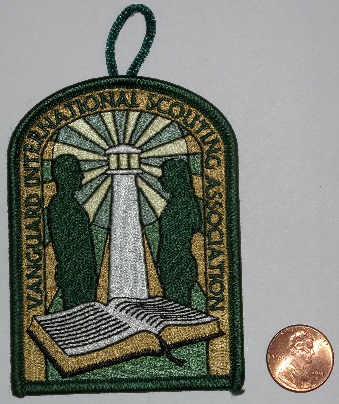 BSA VANGUARD INTERNATIONAL LATTER-DAY SAINTS LDS MORMON PATCH GREEN BORDER LOOP BSA VANGUARD INTERNATIONAL LATTER-DAY SAINTS LDS MORMON PATCH GREEN BORDER LOOP