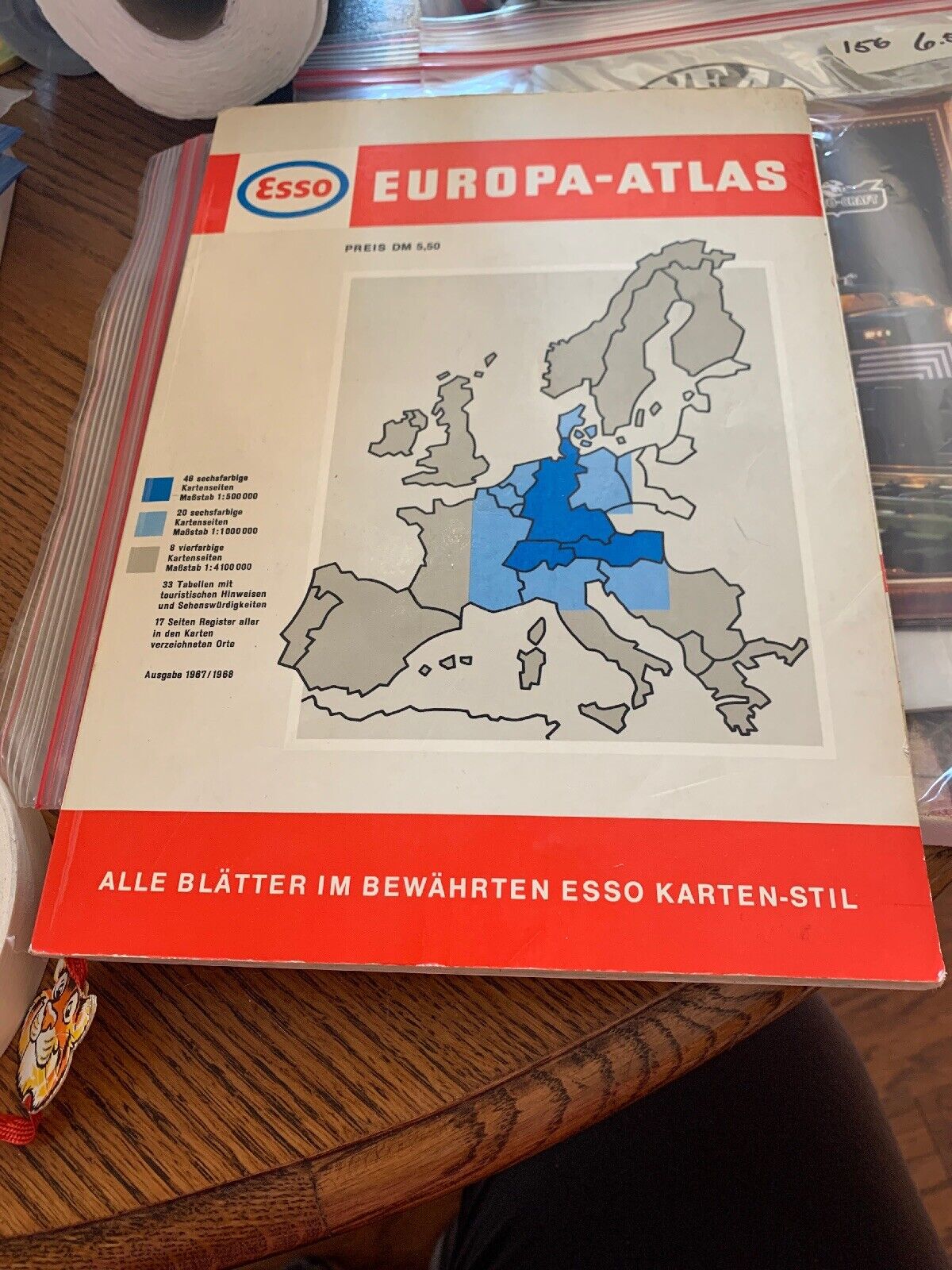 VTG 1968 ESSO Gasoline Travel Atlas Book Europa-Atlas Europe