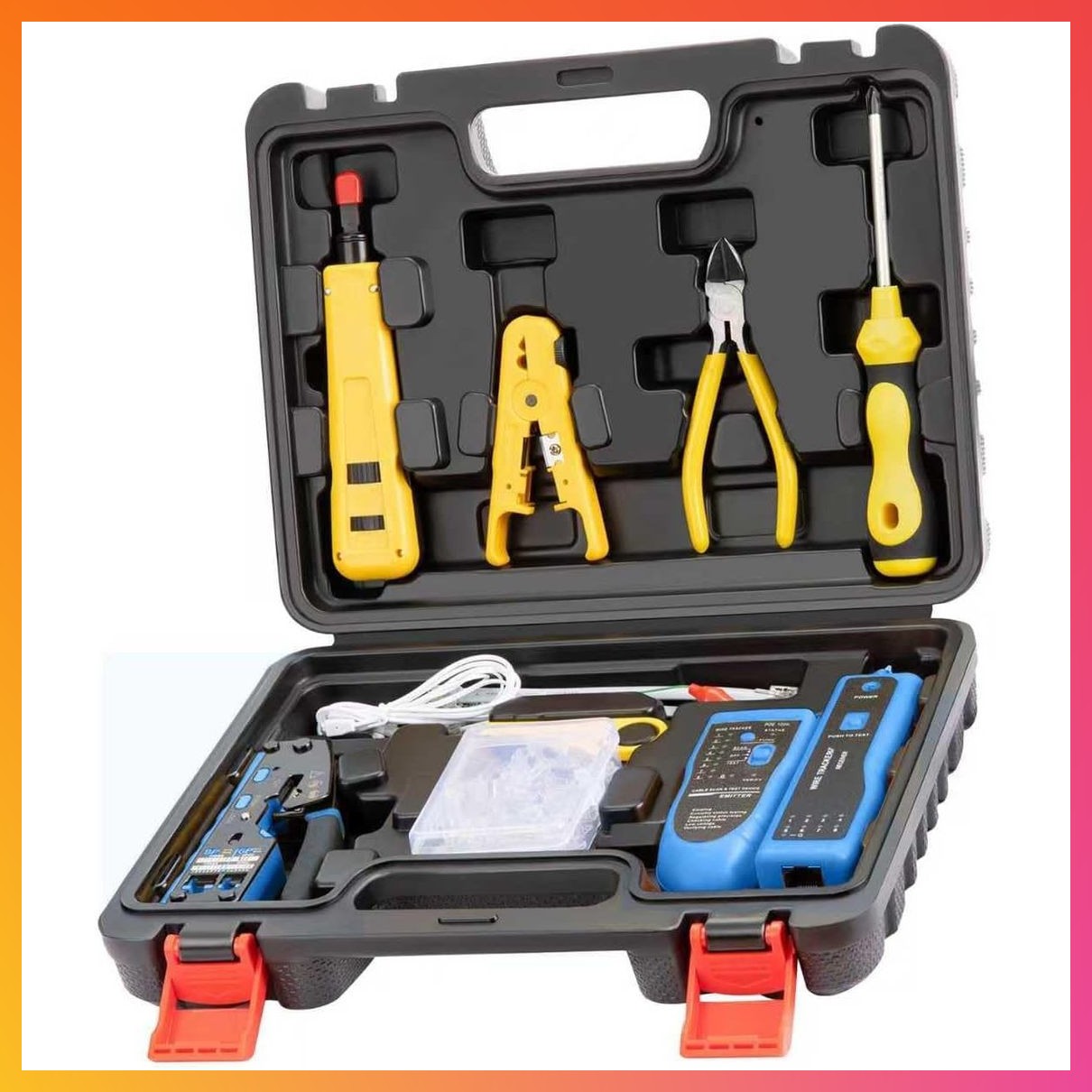 Pass Through RJ45 Crimp Tool Kit, Network Tool Kit for Cat6 Cat5 Pass Through RJ45 Crimp Tool Kit, Network Tool Kit for Cat6 Cat5