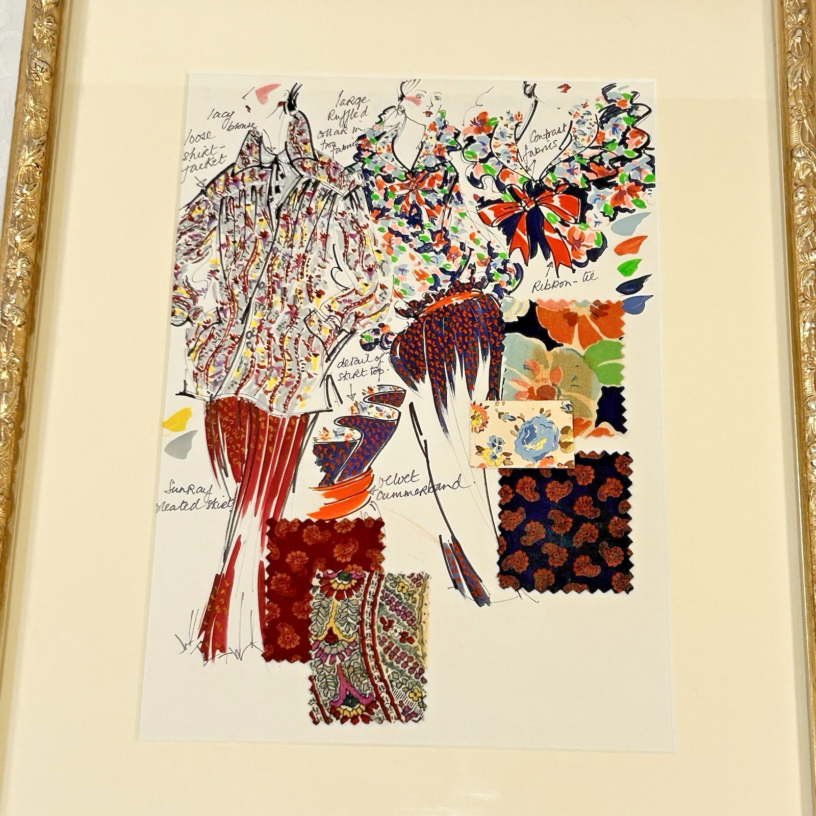 1978 Viyella UK Fashion Design Illustration – Original Textile Swatch Art - 1/3