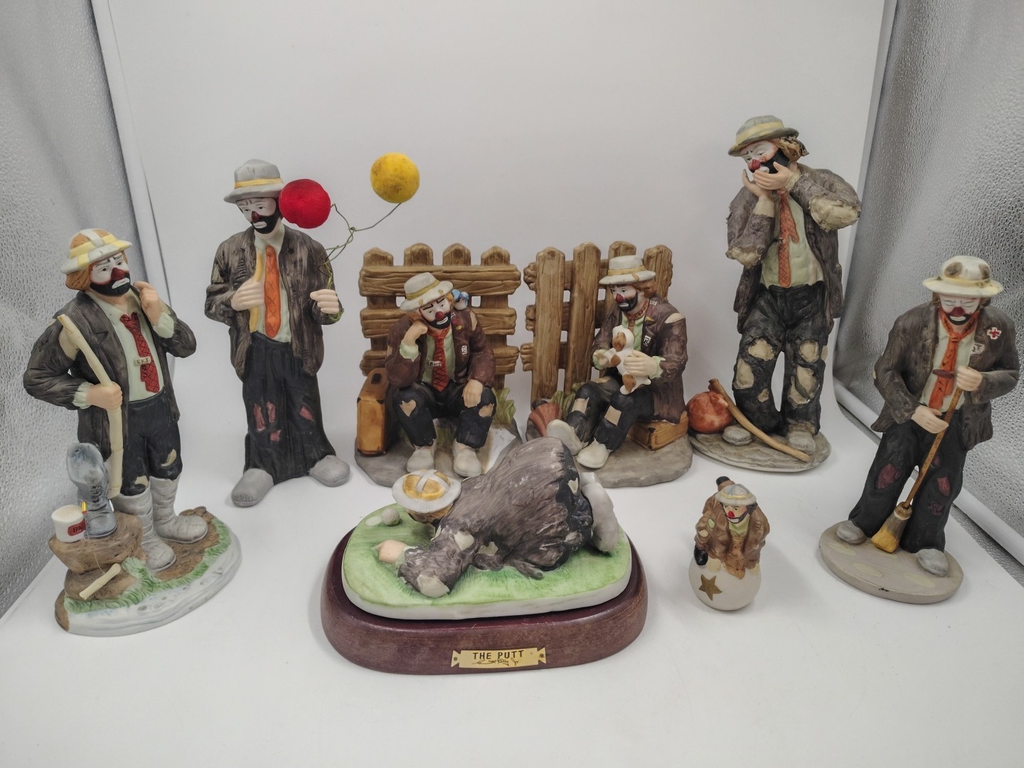 Vintage Flambro Hobo Clown Figurines Lot of 8 Ceramic Sad Clown Collection 1980s Vintage Flambro Hobo Clown Figurines Lot of 8 Ceramic Sad Clown Collection 1980s