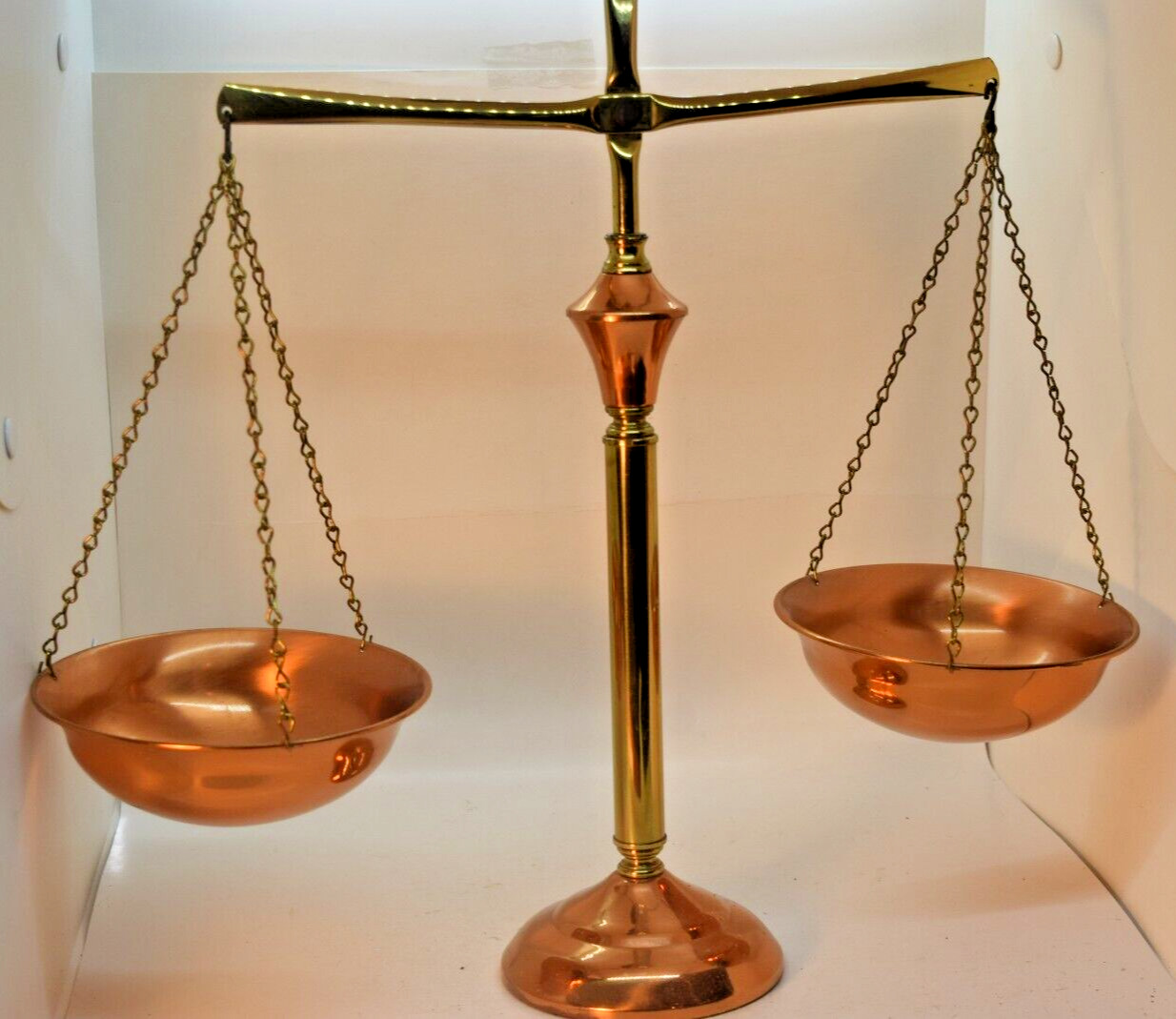 Vintage Scale of Justice All Copper Scale & Pans