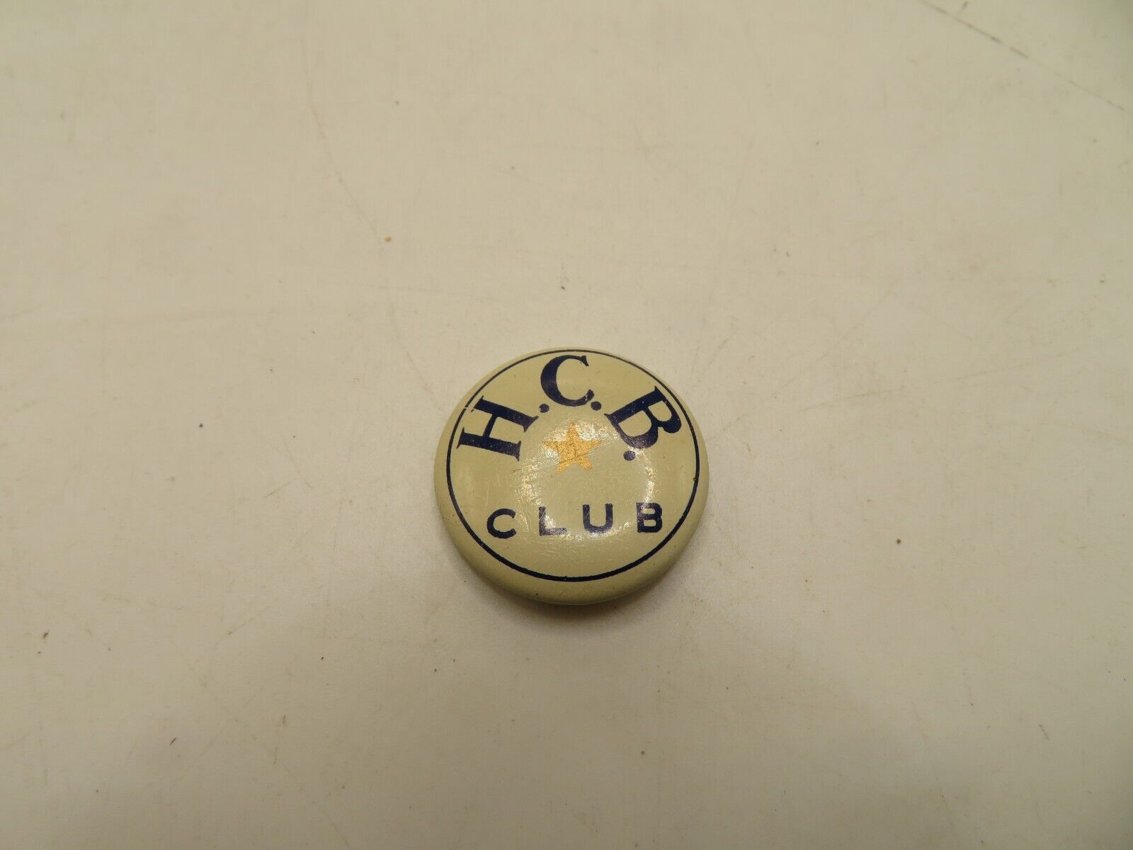 Vintage H.C.B. Club Pinback Button 1”  clean