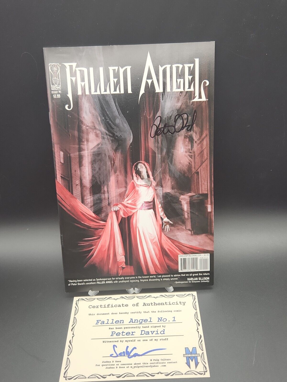 Fallen Angel #1 Signed by. Peter David. IDW. With COA. Mint Comic