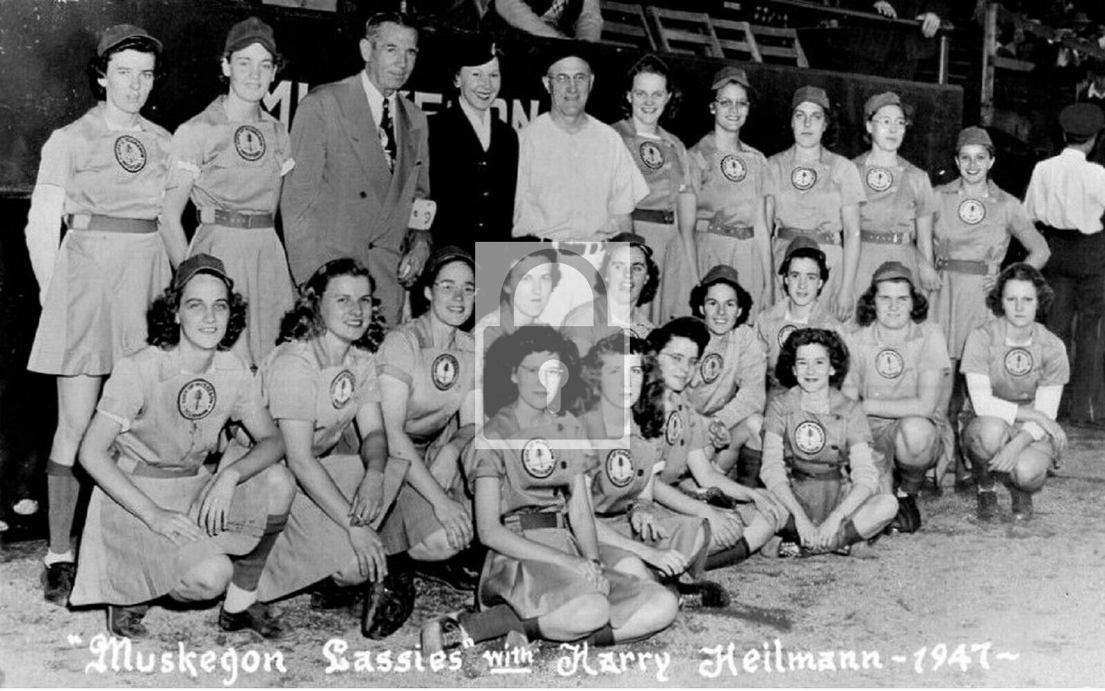 Muskegon Lassies Harry Heilmann Baseball Team Michigan MI Reprint Postcard