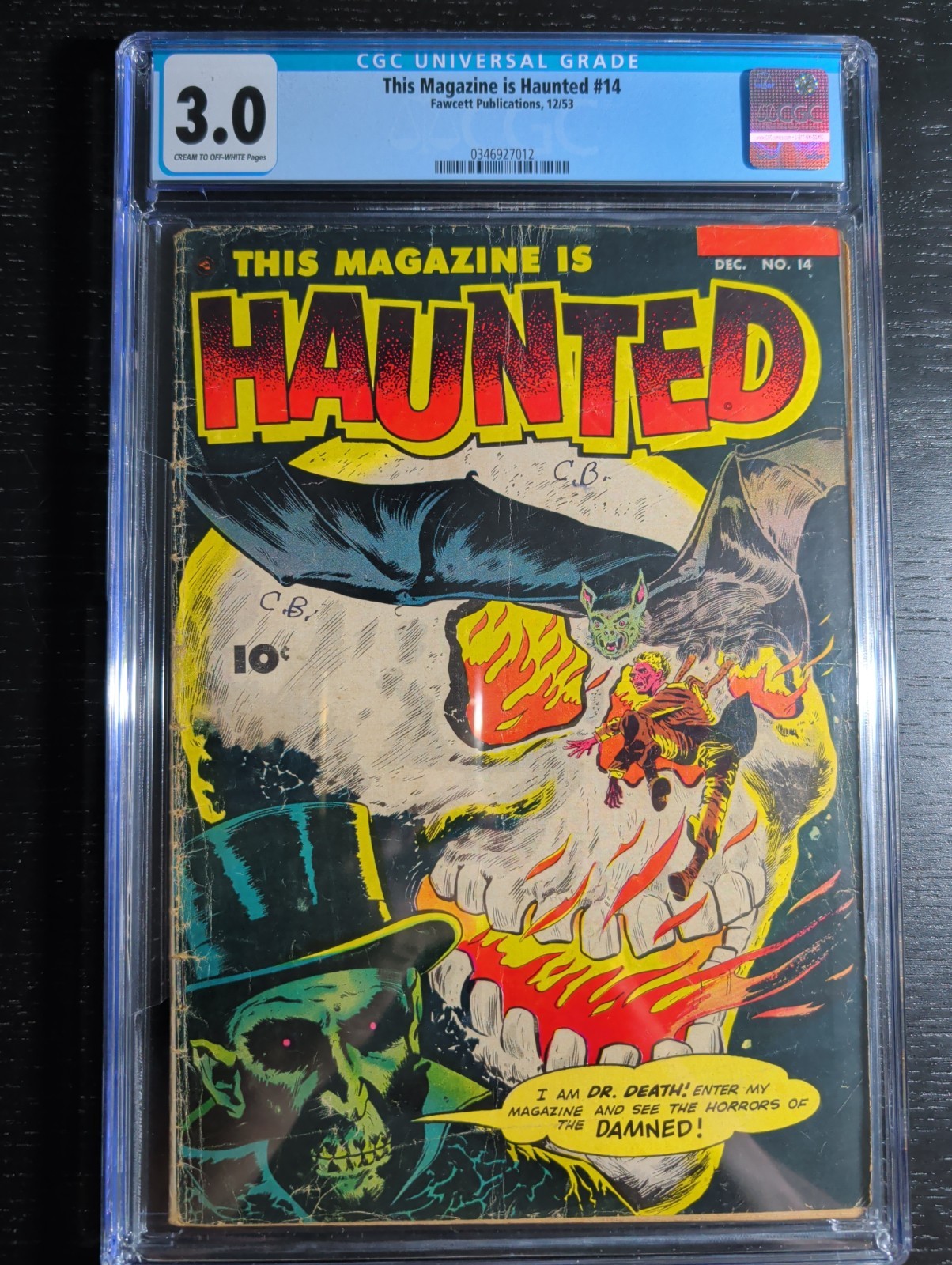 This Magazine is Haunted 15 | CGC 3.0 | Burning Skull cover | Fawcett 1953
