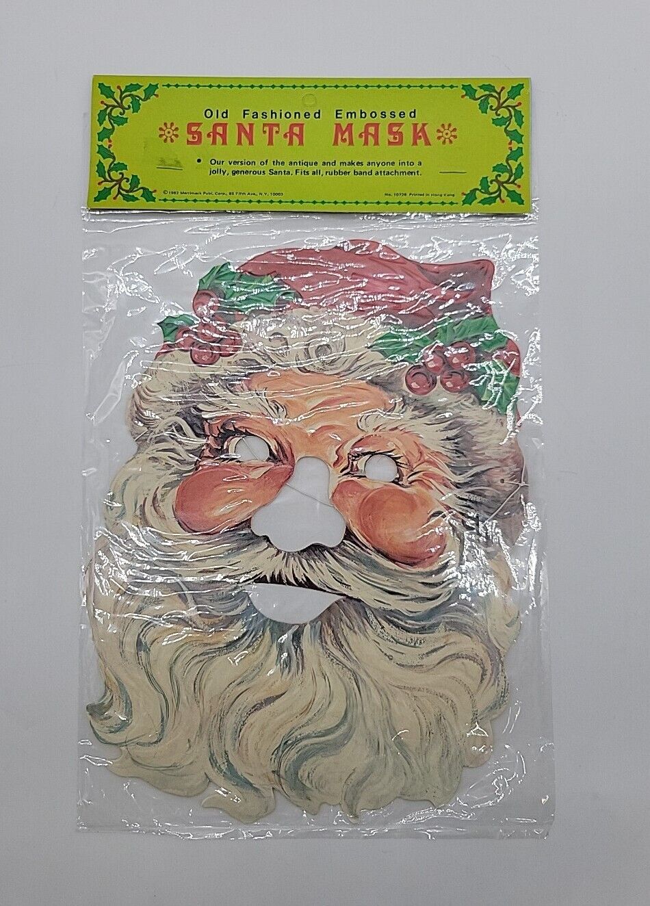 Vtg 1982 Old Fashioned Embossed Santa Mask Sealed In Original Packaging