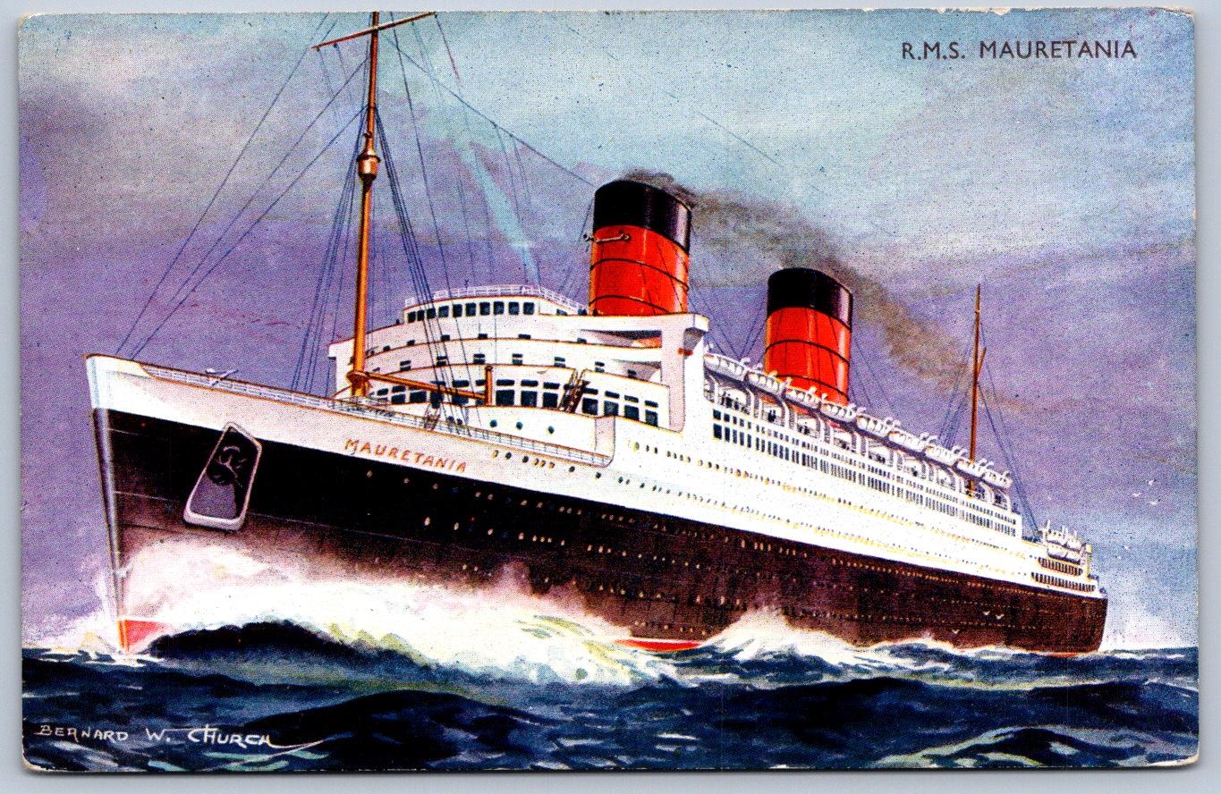 K50/ Ship Postcard c1910 R.M.S. Mauretania Ocean Liner Great Britian 254 K50/ Ship Postcard c1910 R.M.S. Mauretania Ocean Liner Great Britian 254