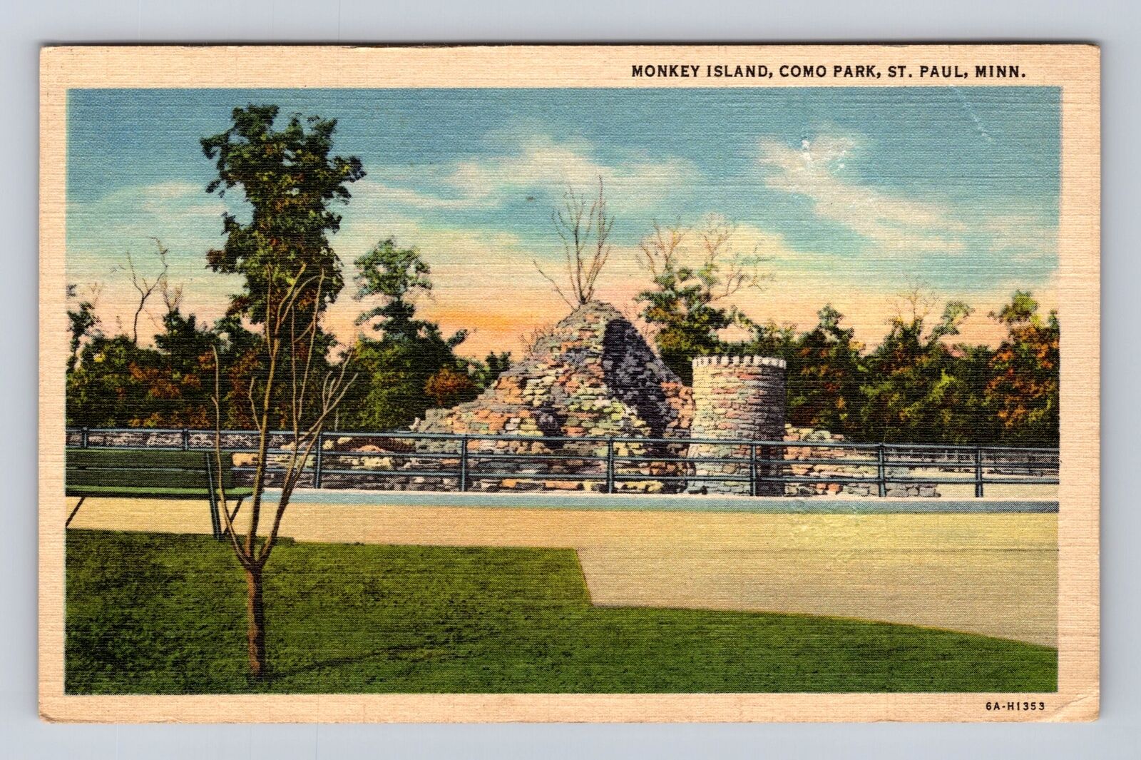 St Paul MO-Missouri, Monkey Island, Como Park, Antique Vintage Souvenir Postcard