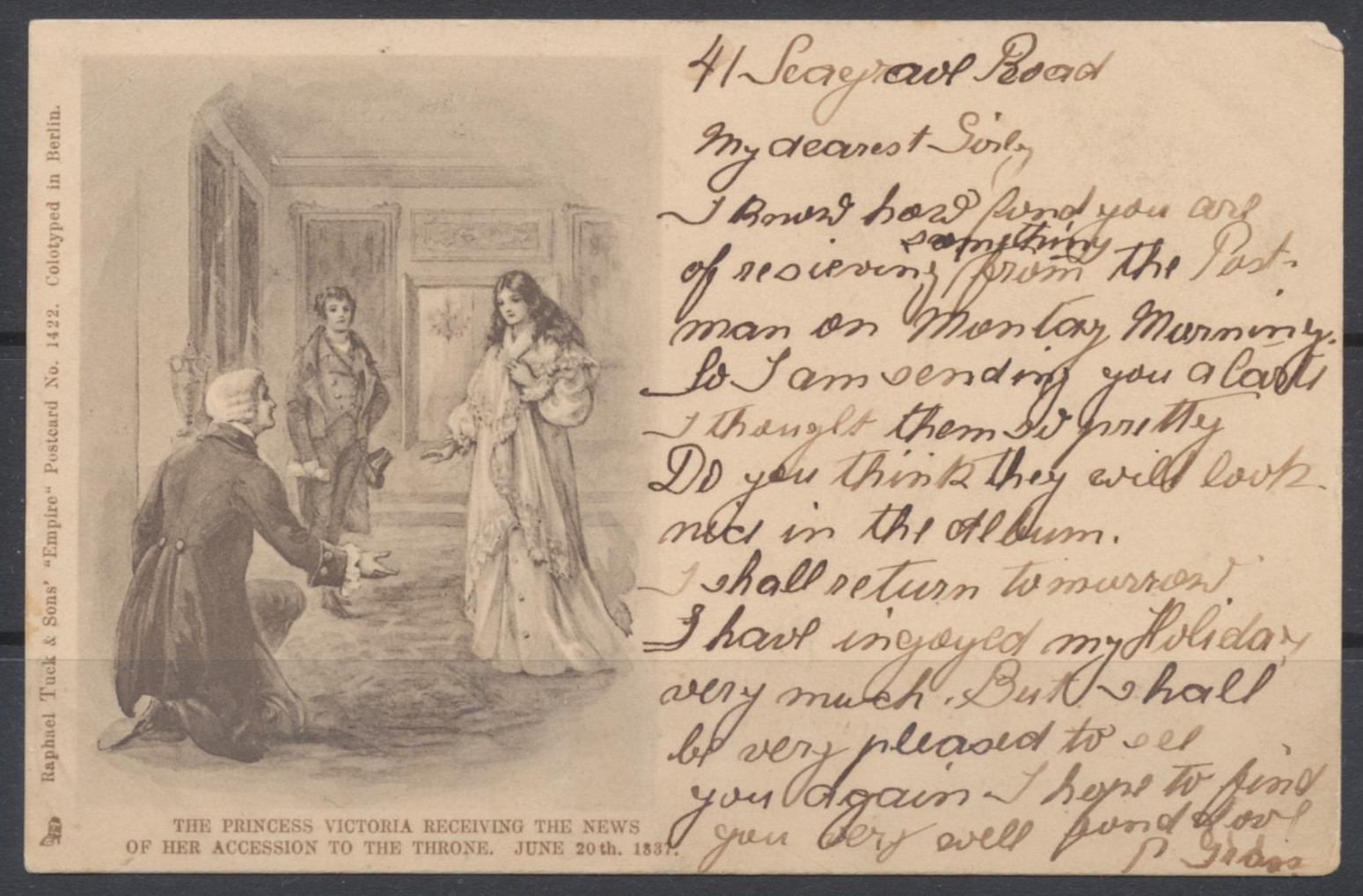 1902 London ~ Princess Victoria Receives News of Accession to Throne 1837 ~ Tuck