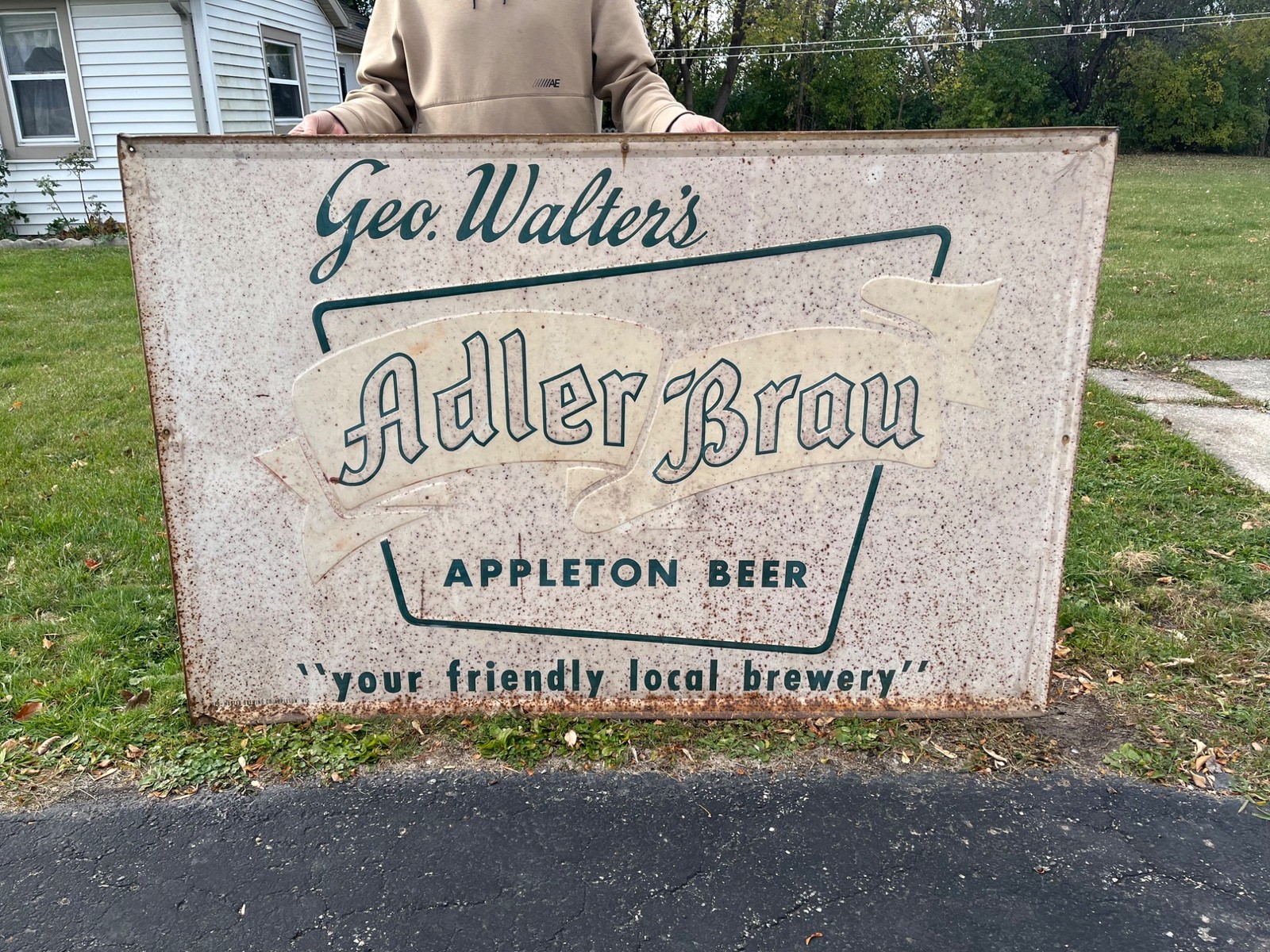 Vintage Geo. Walter's Brewing Adler Brau Beer Large Advertising Sign Appleton WI Vintage Geo. Walter's Brewing Adler Brau Beer Large Advertising Sign Appleton WI