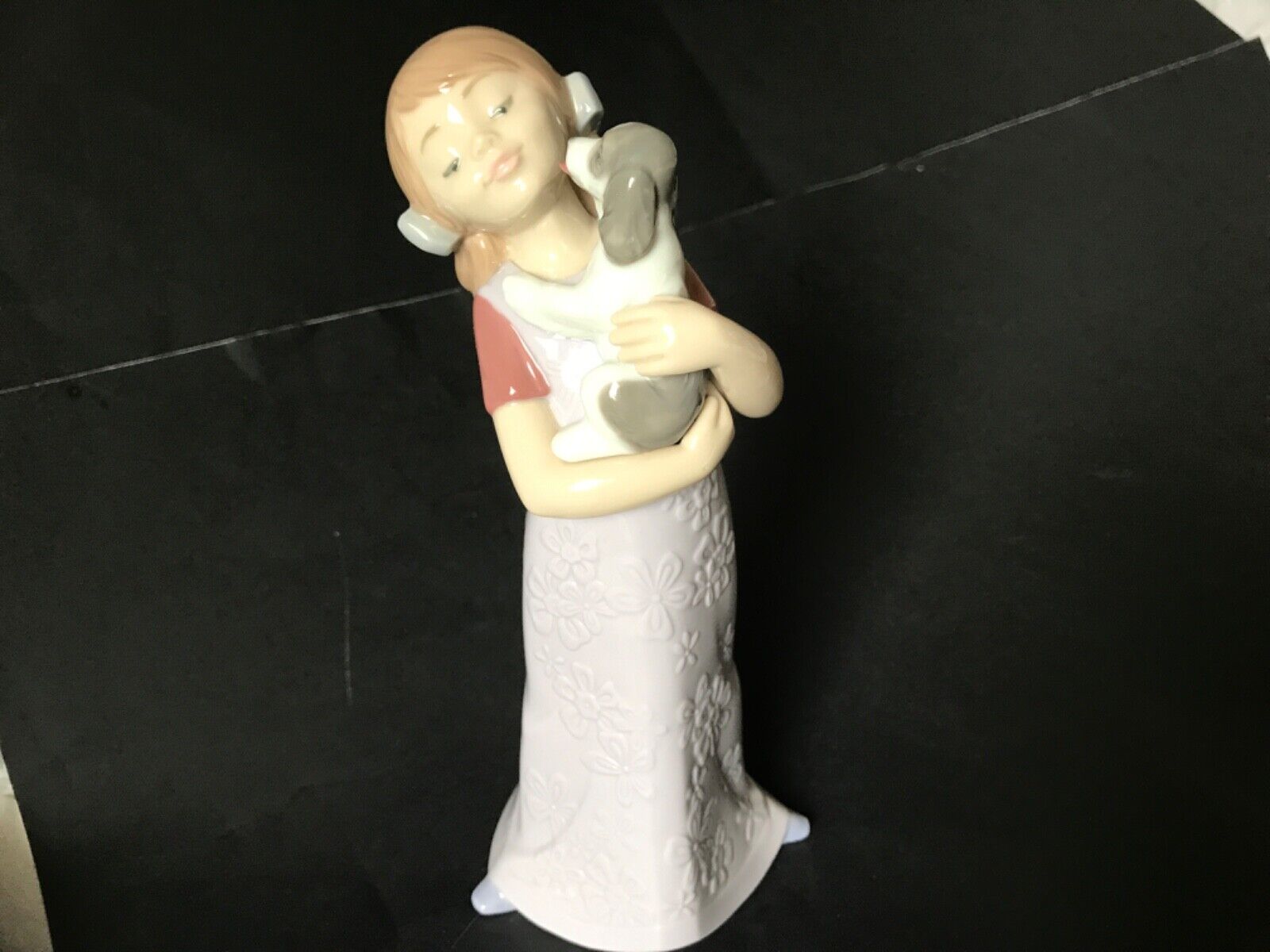 New listing Nao by Lladro young girl with her puppy  8 in. Tall