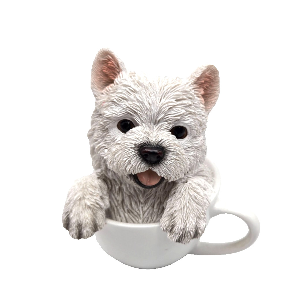 Realistic White Westie Dog in Teacup Figure 6\