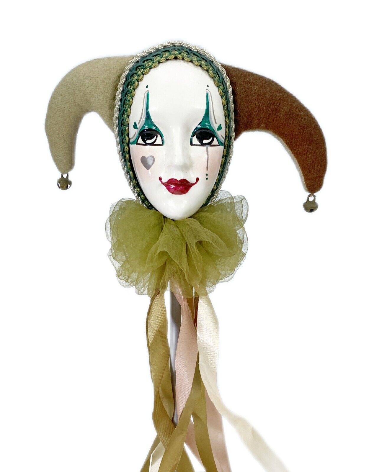 15” Stick Jester Harlequin Joker Renaissance Doll Art Plush Figurine Toy Ceramic
