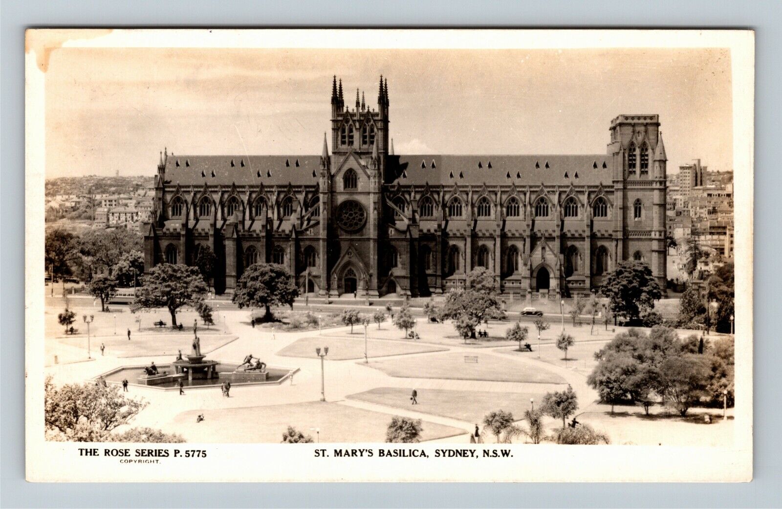 RPPC Sydney New South Wales Australia, St Mary's Basilica Vintage Postcard