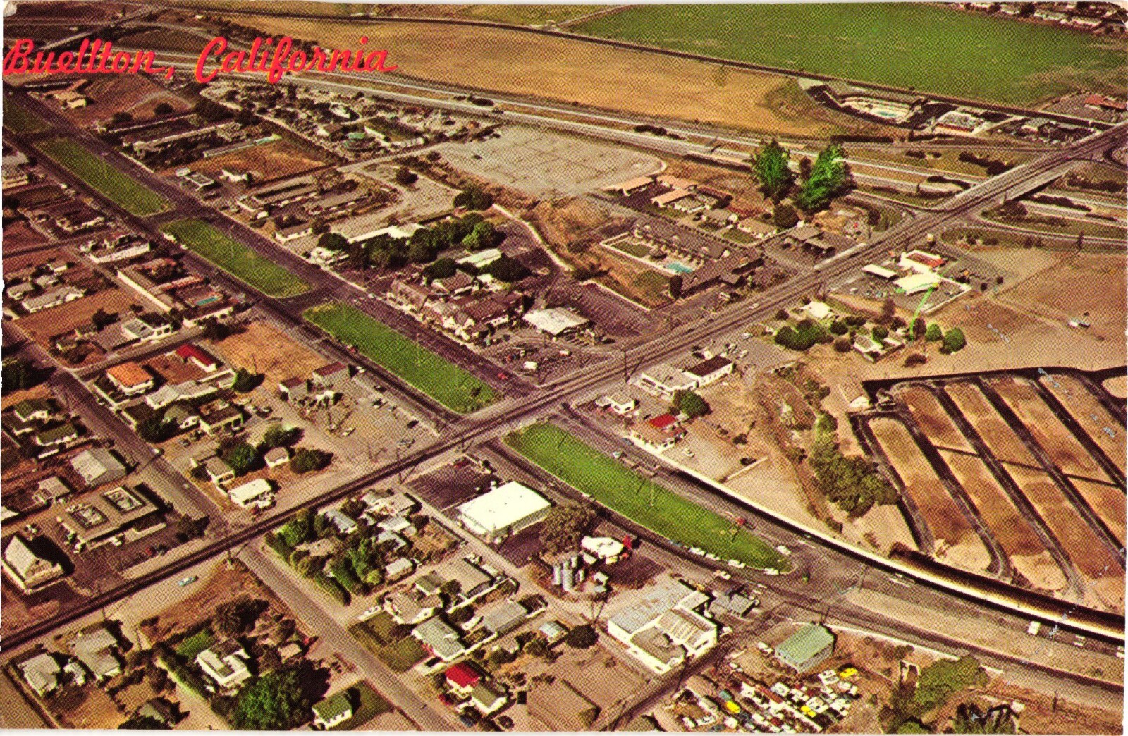 Buellton California Street Scene Postcard 1960s Aerial View Highway 101 Buellton California Street Scene Postcard 1960s Aerial View Highway 101