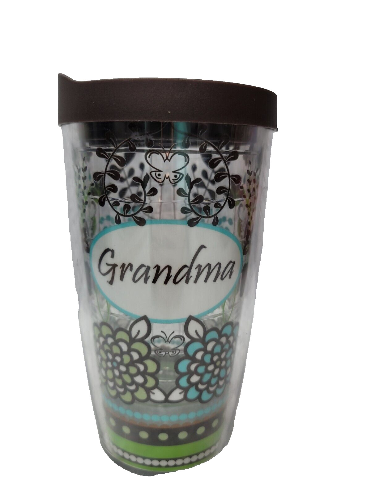 Grandma Floral/Butterfly Tervis Tumbler 16 oz With Lid Insulated Hot/Cold Drinks