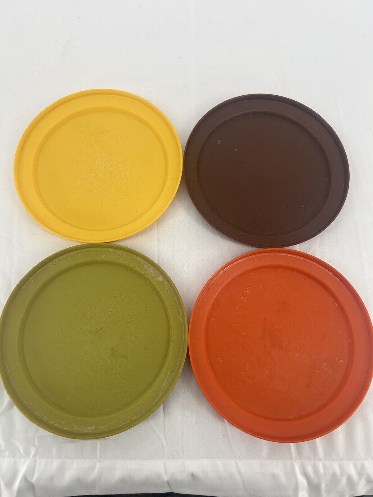 Vintage Tupperware Seal N Serve Replacement Lids Harvest Colors Set of 4 #1207