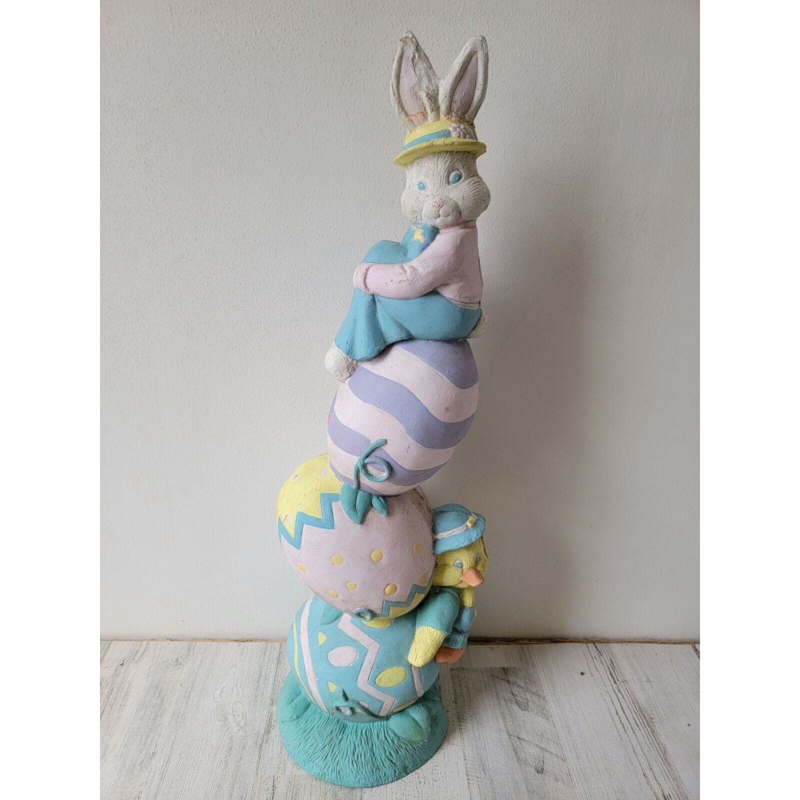 Vintage Trendmasters 1996 Easter bunny rabbit stack duck egg decor totem
