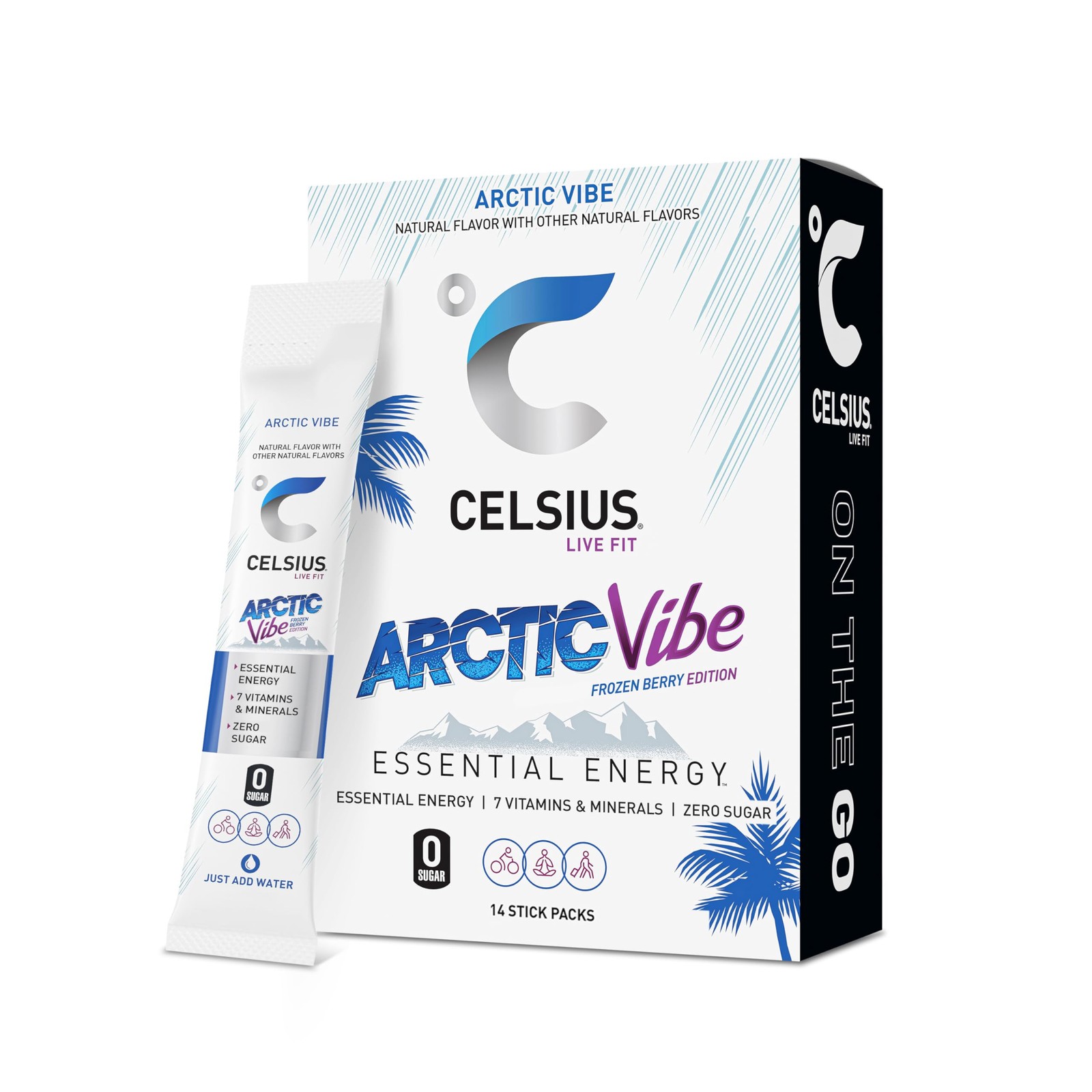 CELSIUS® On-the-Go Powder Sticks Arctic Vibe, 0.19 Ounce (Pack of 14)