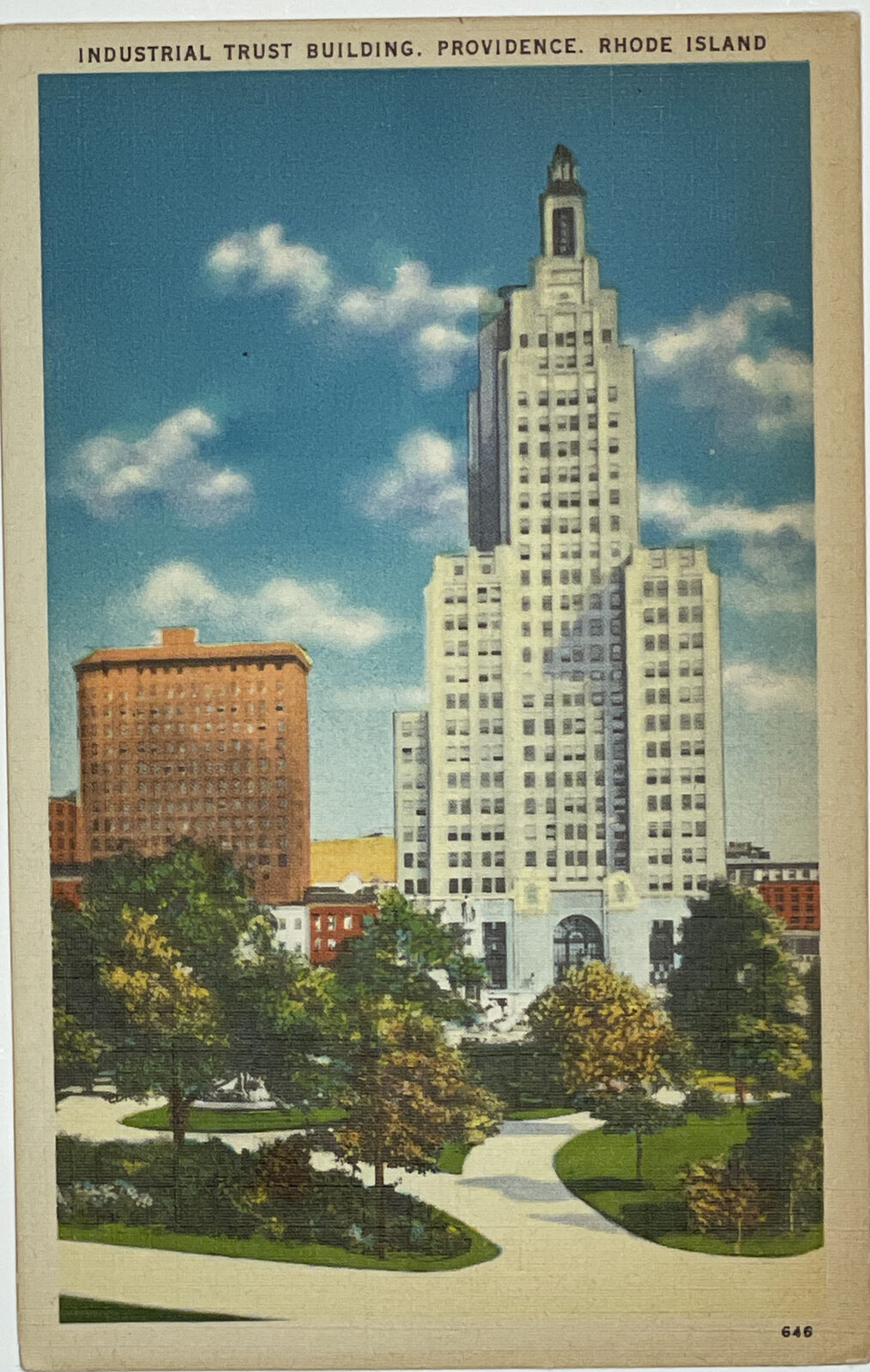 Industrial Trust Building Providence Rhode Island RI linen postcard - 1947 PC