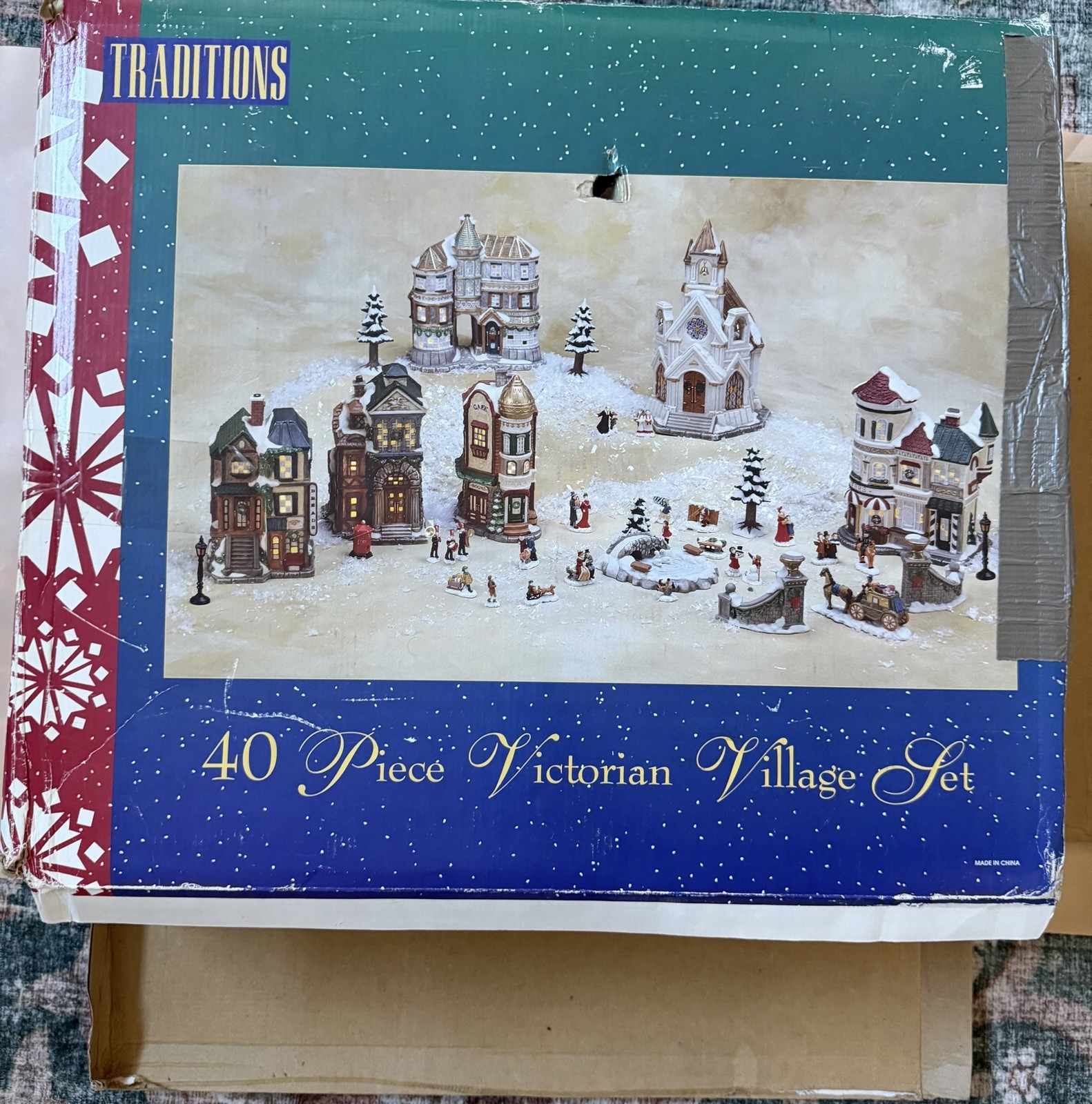 Vintage 1994 Traditions Victorian Christmas Village Set Original Box