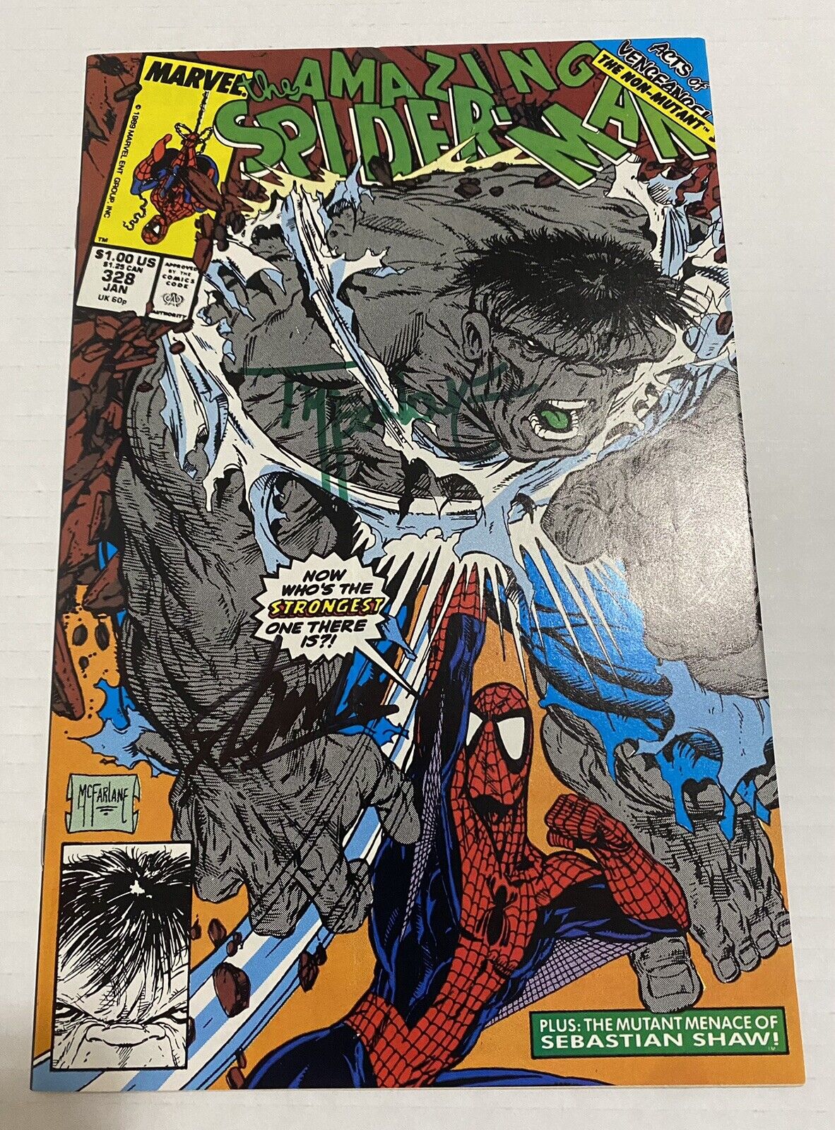 Amazing Spider-Man #328 Signed Stan Lee & Todd McFarlane VS Hulk Classic Cover