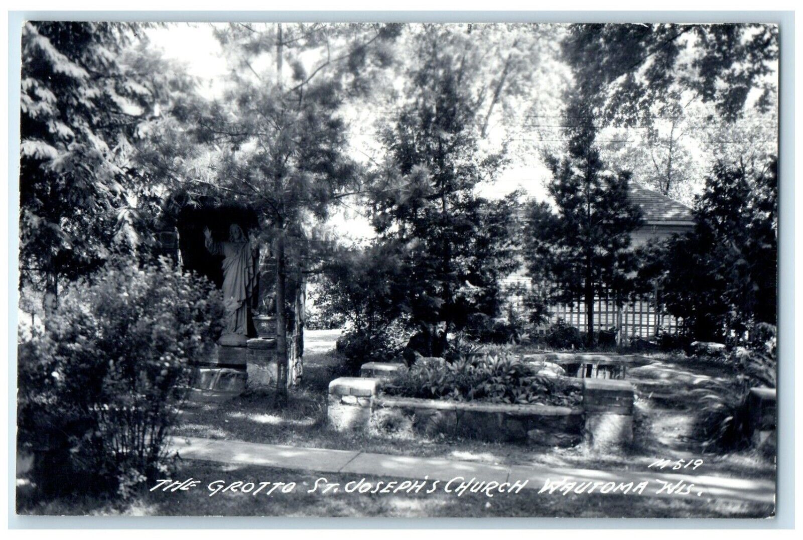 1949 The Grotto St. Joseph's Church Wautoma Wisconsin WI RPPC Photo Postcard
