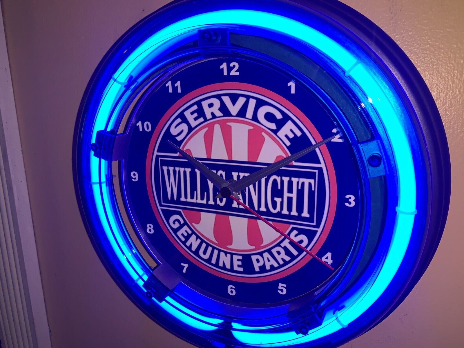 Willys Knight Jeep Motors Auto Garage Man Cave Neon Wall Clock Advertising Sign