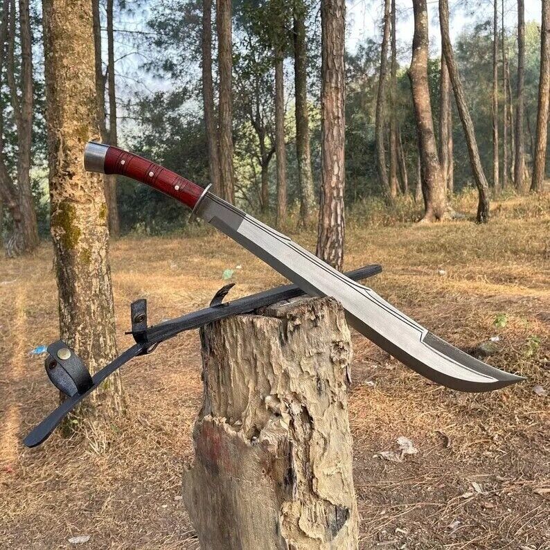 Custom Handmade Carbon Steel Blade Tactical Machete Sword| Hunting Sword Camping