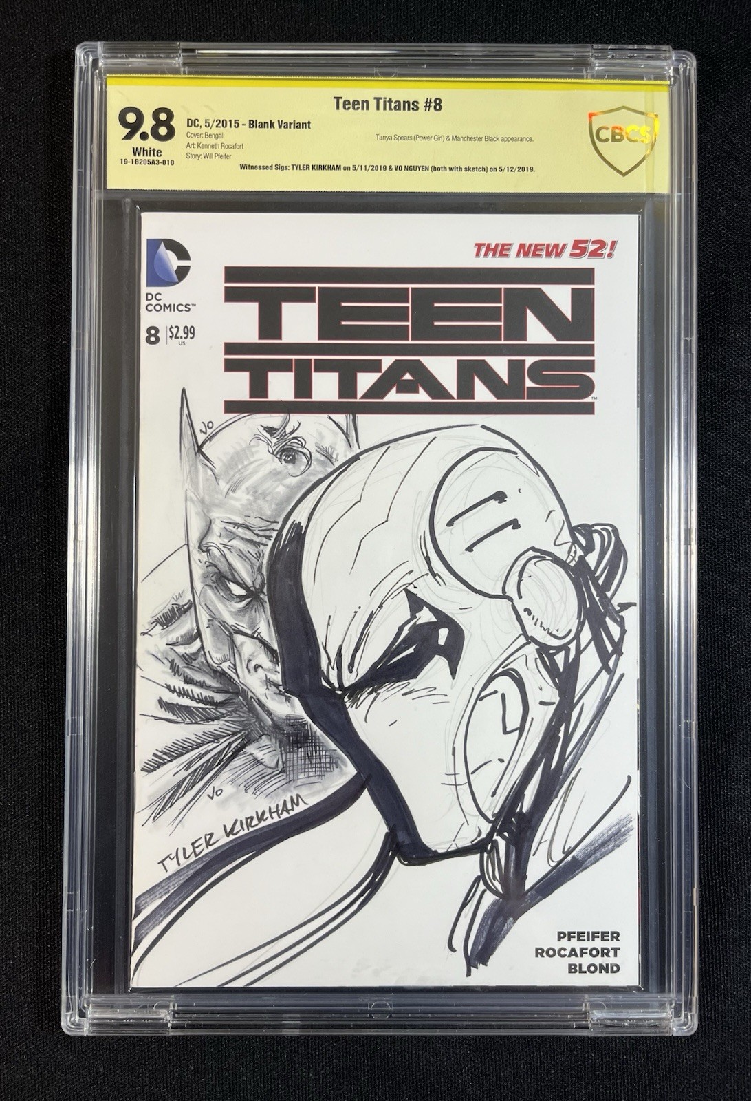 Original Art CBCS 9.8 DC Batman vs Deathstroke Tyler Kirkham Nguyen Sketch CGC