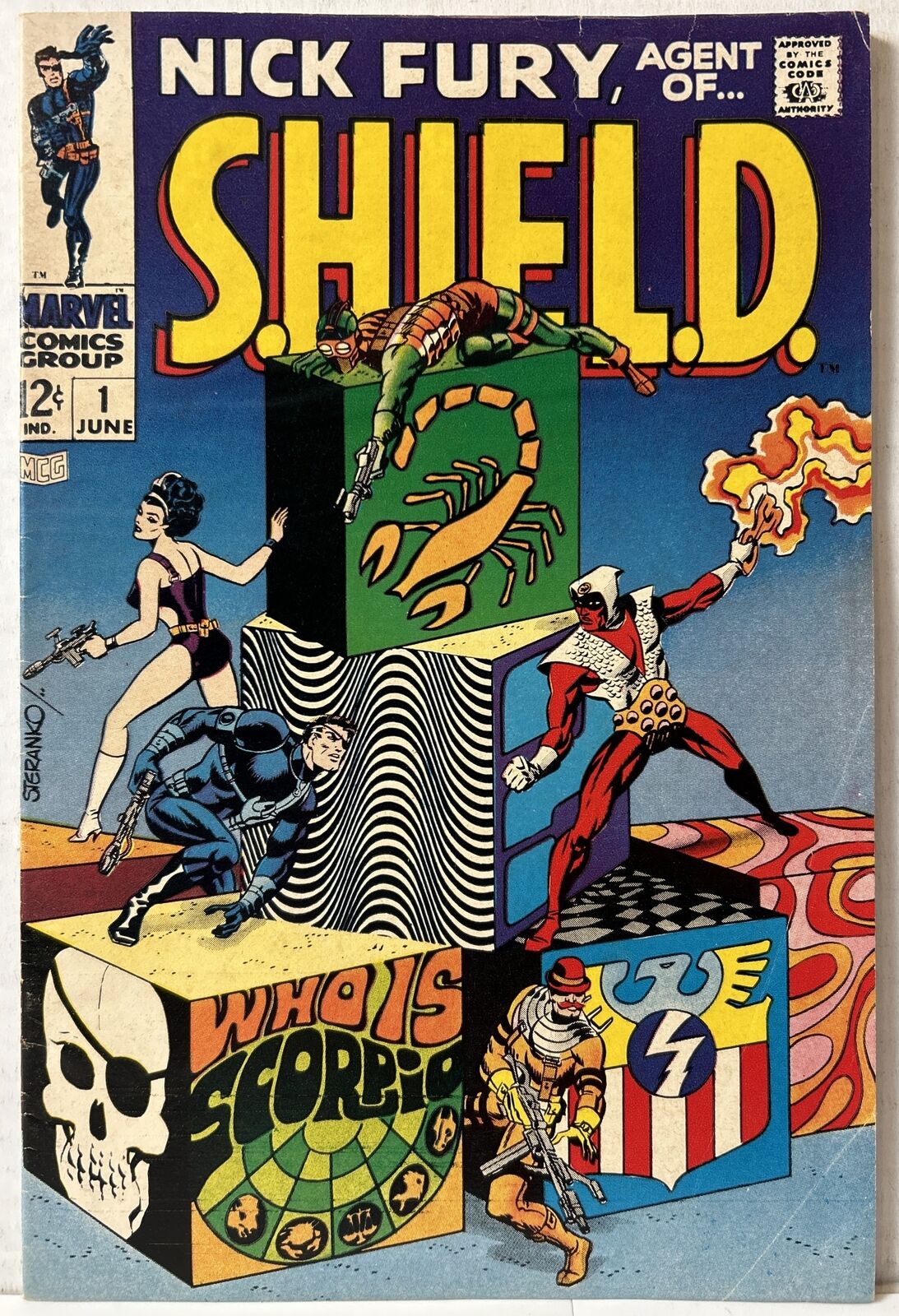 Nick Fury Agent of Shield #1- First app Scorpio (Marvel, 1968) Steranko VG