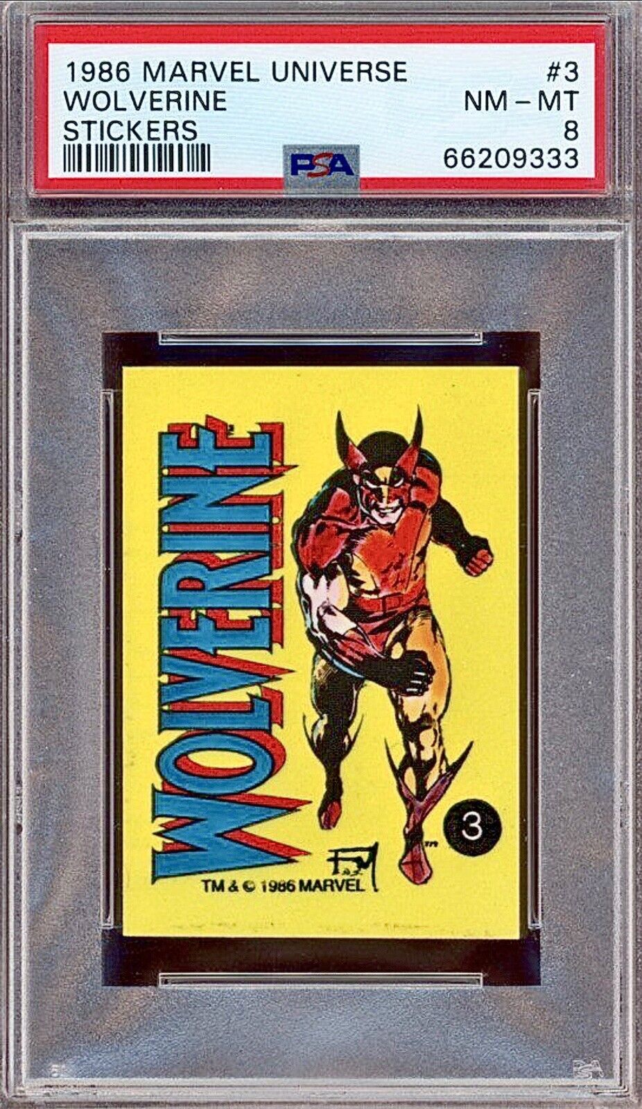 1986 Marvel Universe Stickers #3 Wolverine PSA 8 🔥RARE🔥