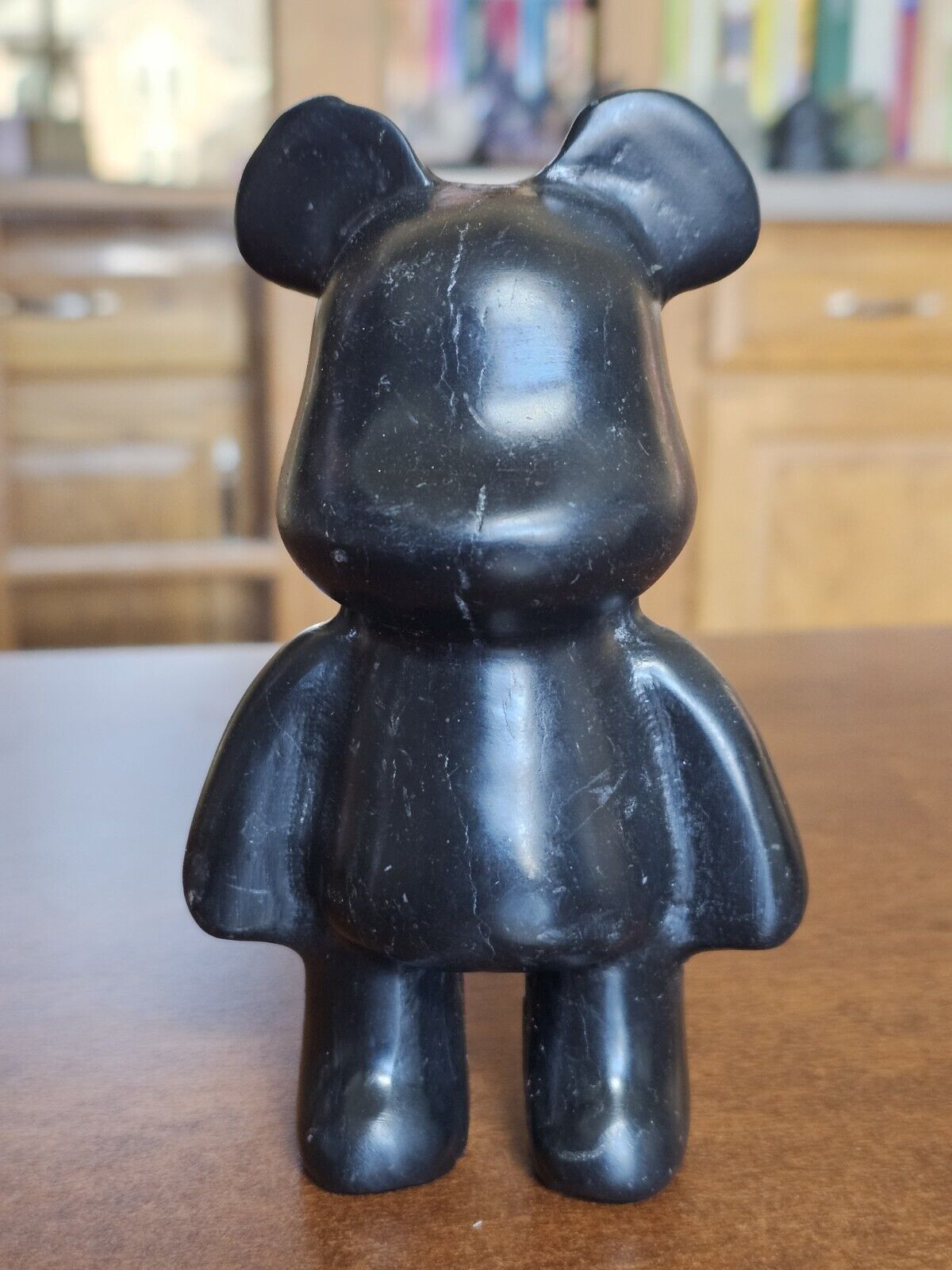 Large Black Jade Bearbrick Crystal Carving - 654 grams - Rare Find Collectible 
