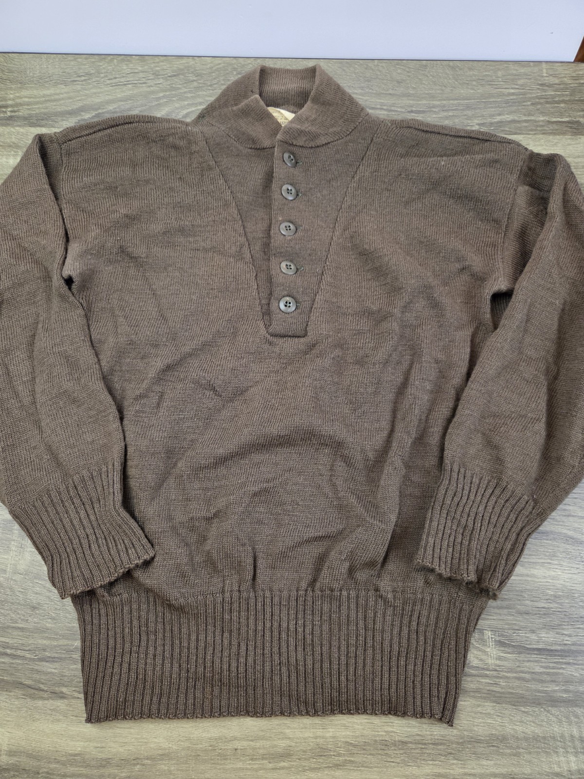 Vtg Military Sweater Men Large Brown Olive Drab Wool Henley 5 Button Pullover Vtg Military Sweater Men Large Brown Olive Drab Wool Henley 5 Button Pullover