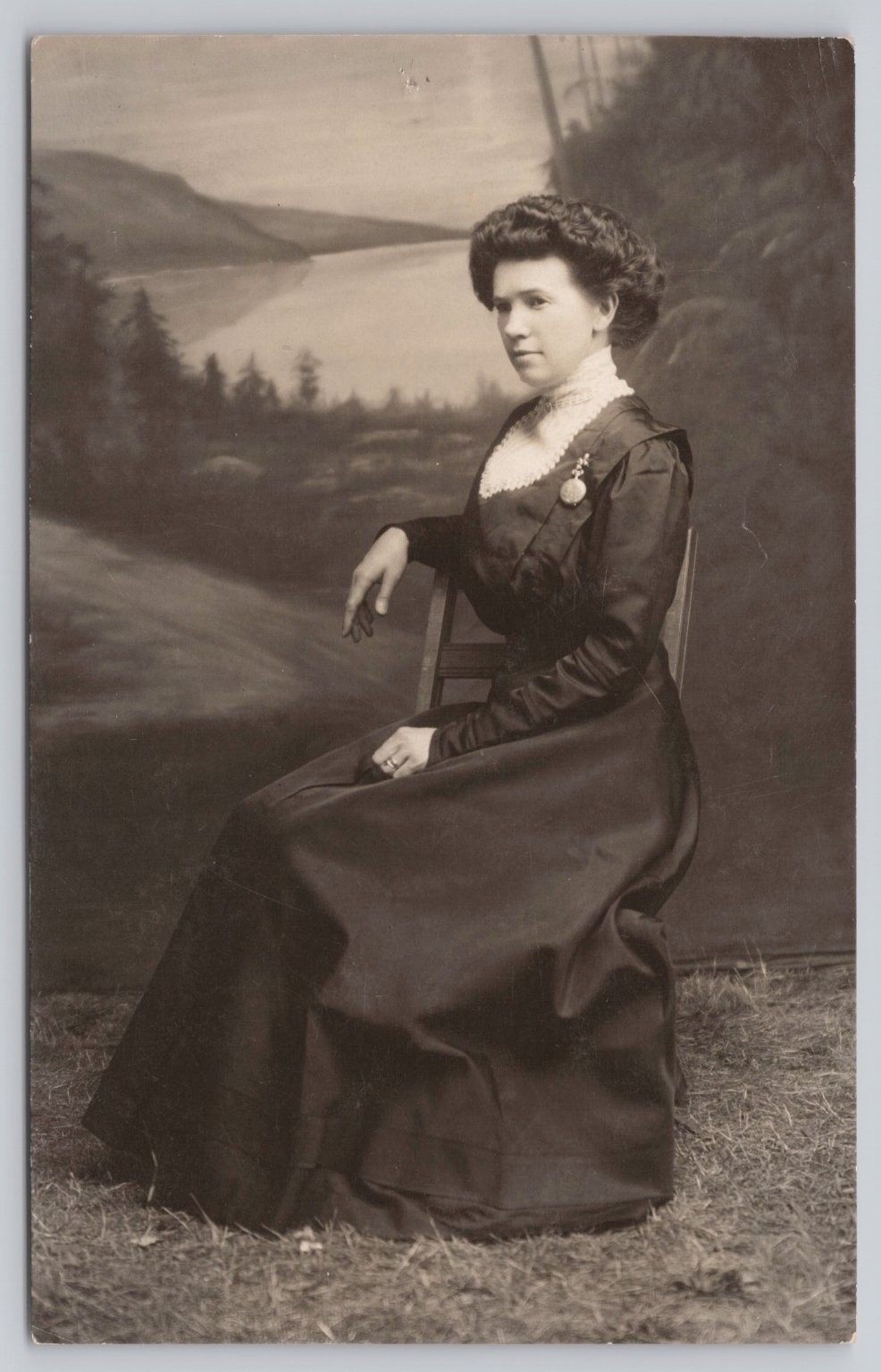Vintage Real Photo Postcard RPPC Young Woman Studio Portrait AZO Divided Back