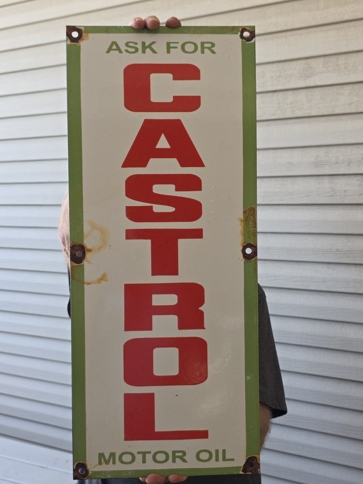 VINTAGE ASK FOR CASTROL MOTOR OIL PORCELAIN SIGN 24 VINTAGE ASK FOR CASTROL MOTOR OIL PORCELAIN SIGN 24