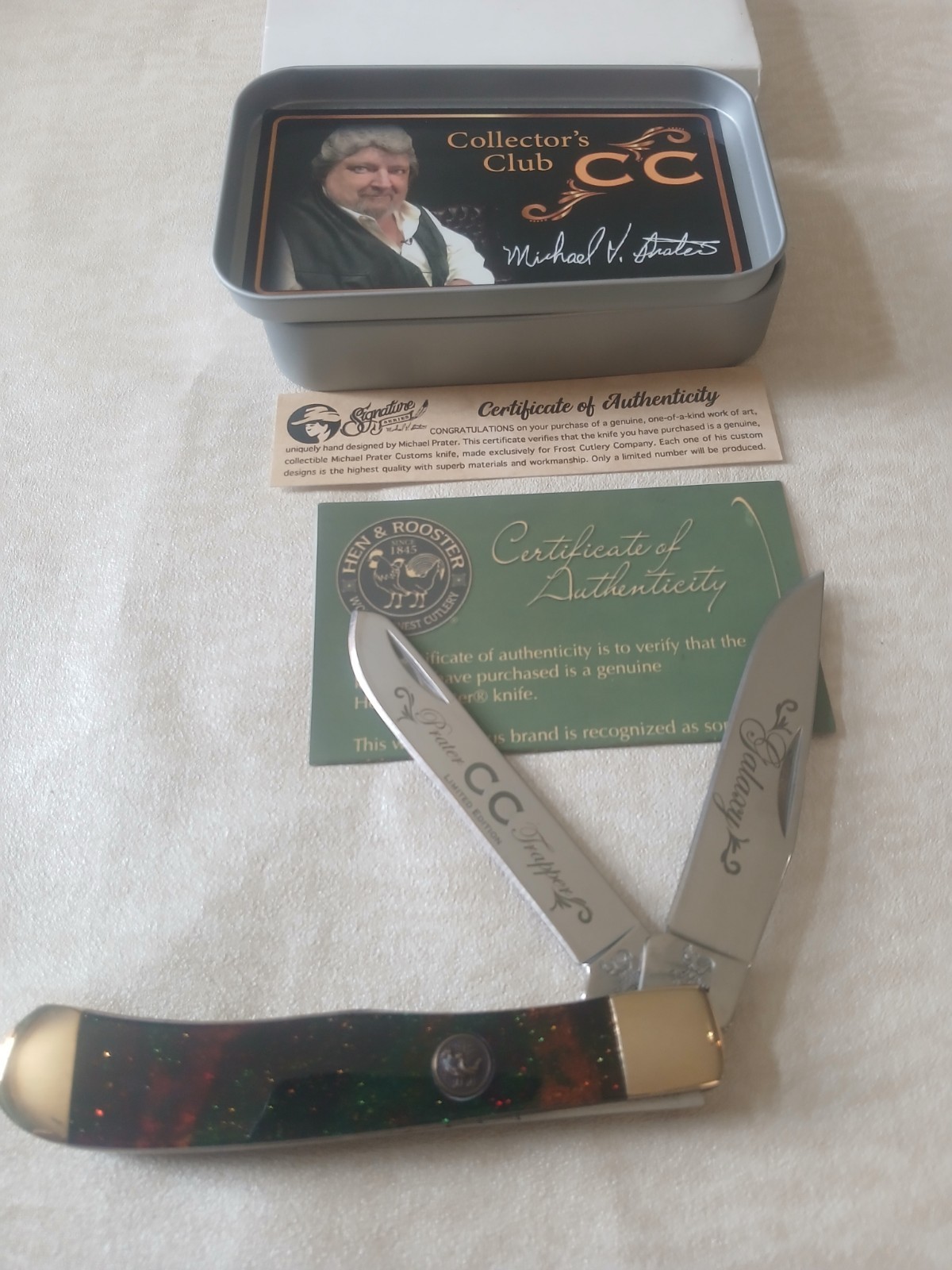 Hen and Rooster 312-mp/cc2 Michael Prater Collector\'s Club Knife. Hen and Rooster 312-mp/cc2 Michael Prater Collector\'s Club Knife.