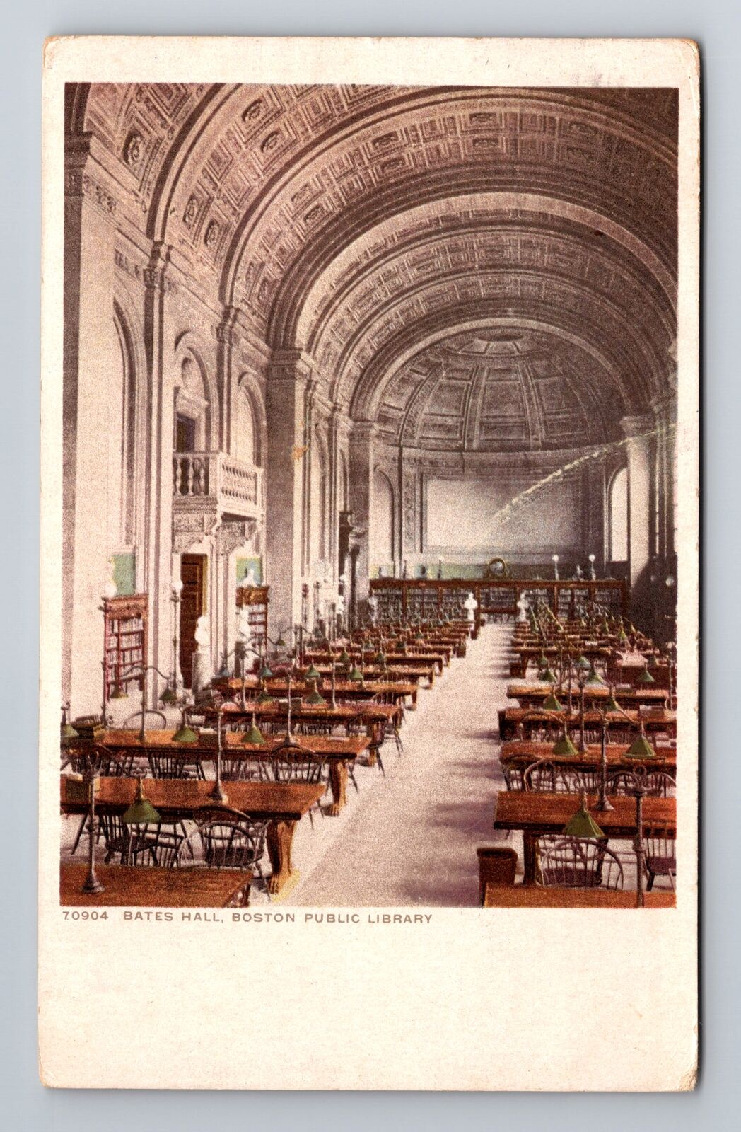 Boston MA-Massachusetts, Public Library, Bates Hall, Vintage c1913 Postcard
