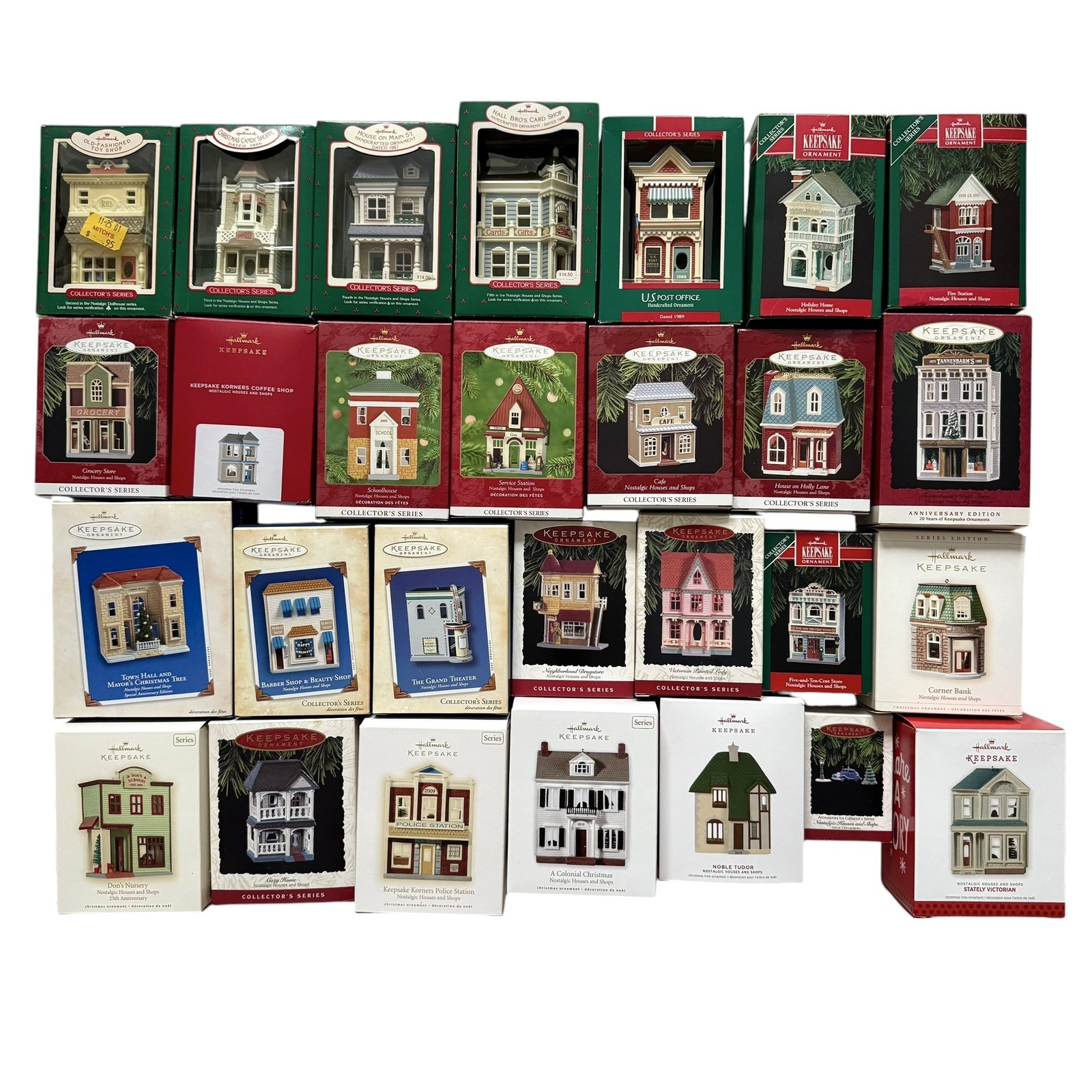 Hallmark Nostalgic Houses & Shops Ornament Lot Of 28 1985-2001 2003 2004 2006+