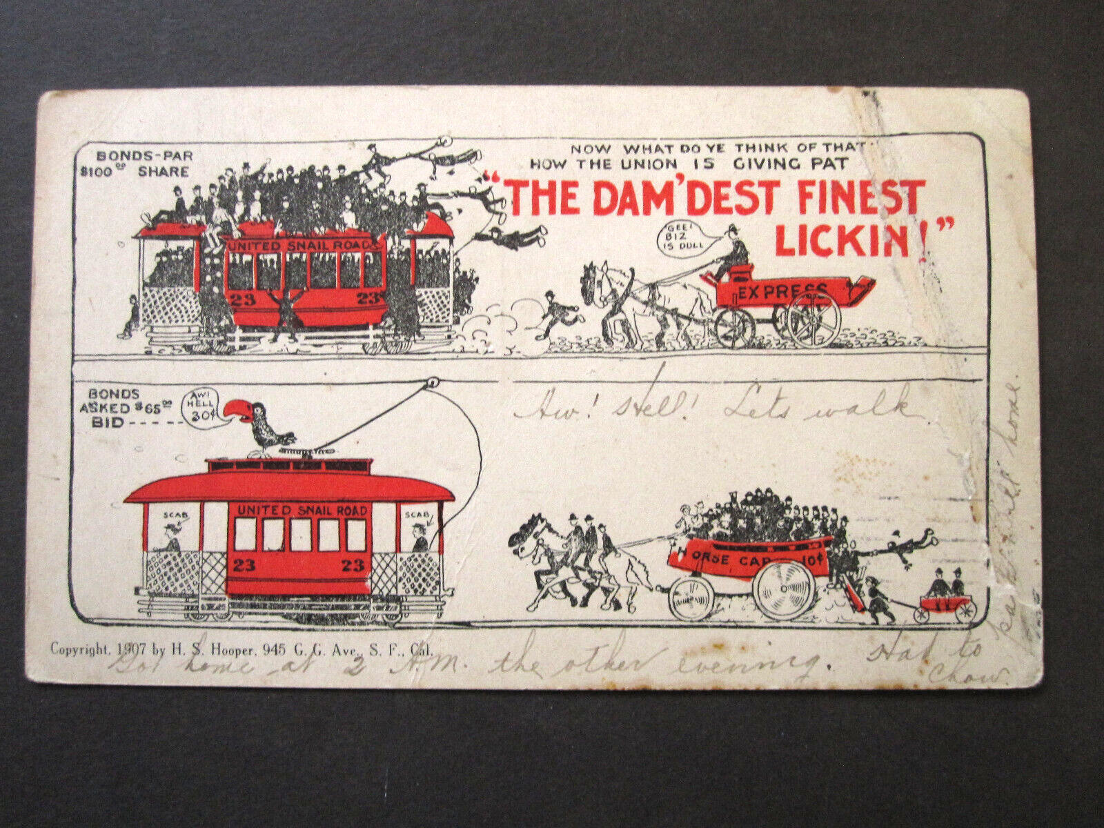 vTg 1907 San Francisco CA Bloody Tuesday violent cable car labor strike postcard